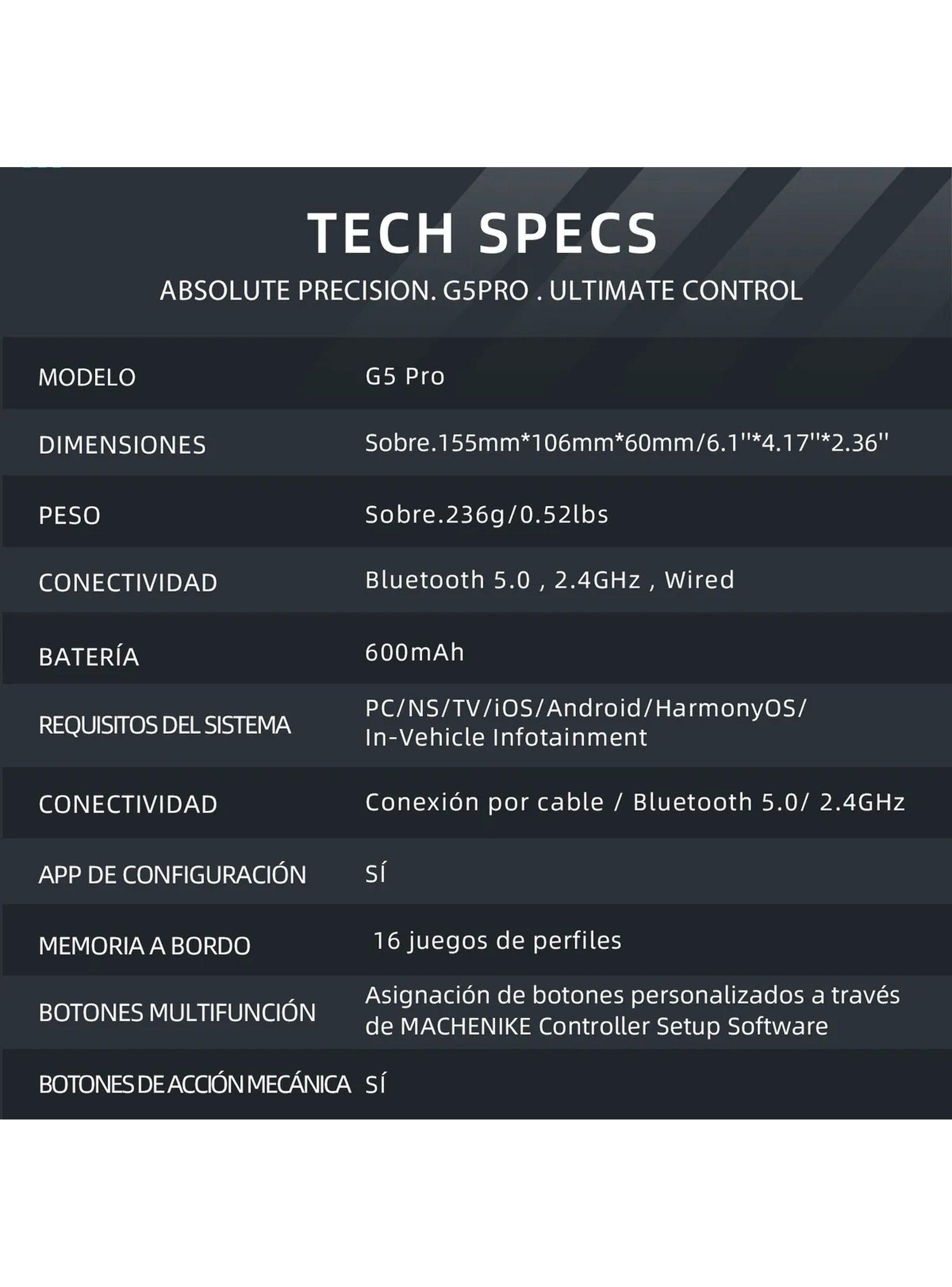 Controlador de Videojuegos G5 Pro Mecánico Blanco Multiplataforma-7