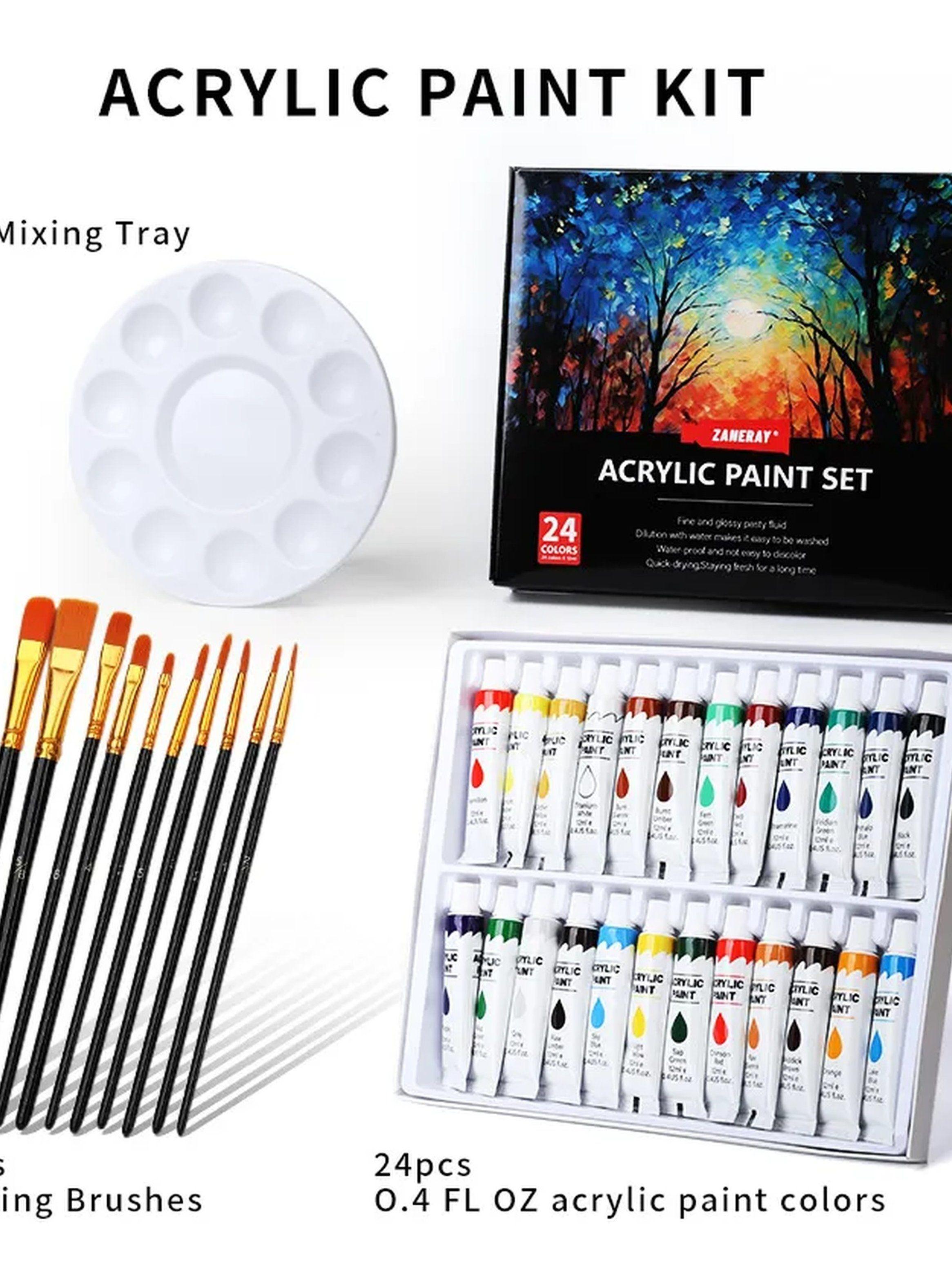 Set de Pintura Acrílica 24 Colores con Pinceles y Paleta-7