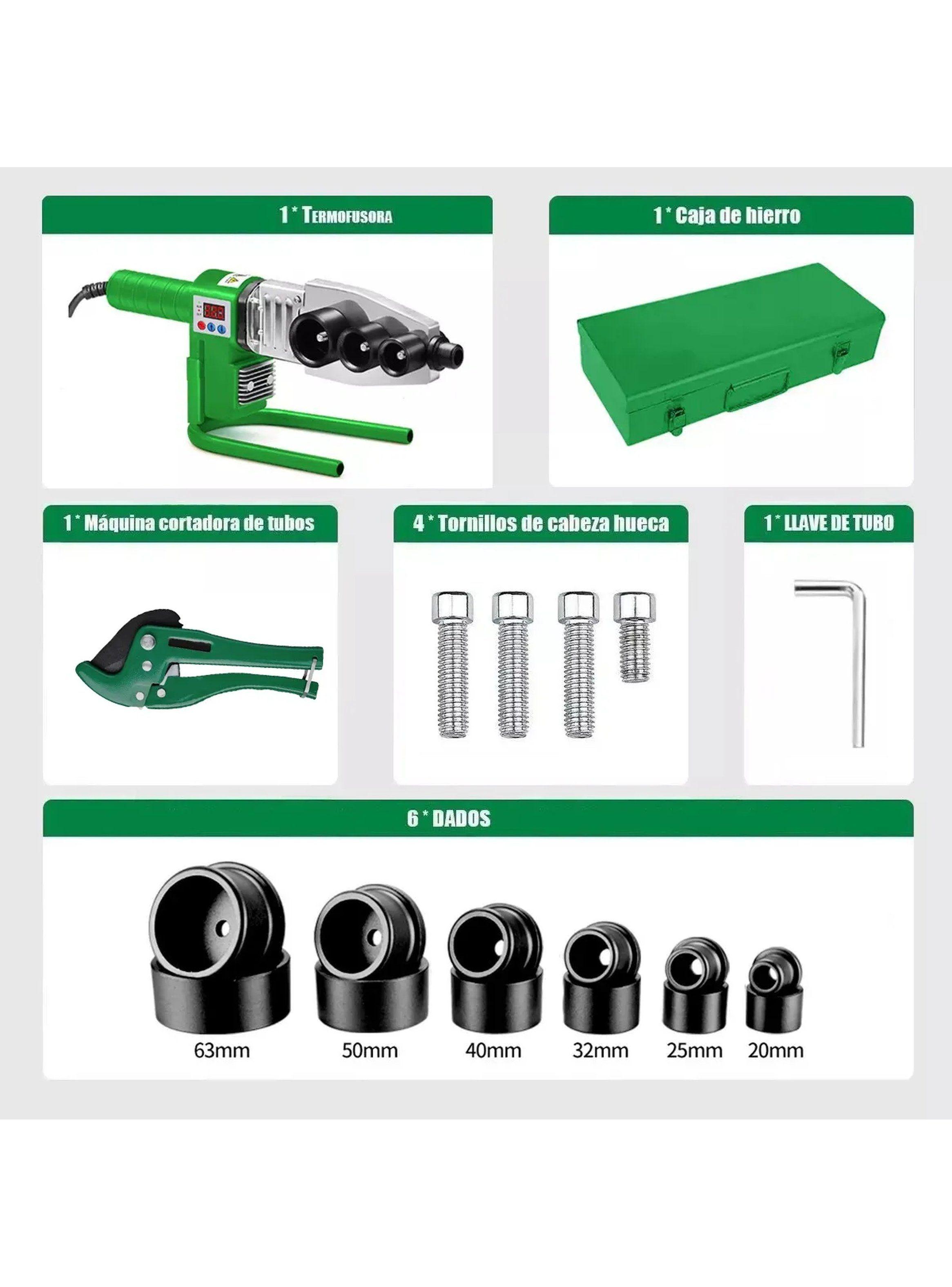 Máquina Soldadora de Tubos Plástica Kit Ajustable 6 Dados-2
