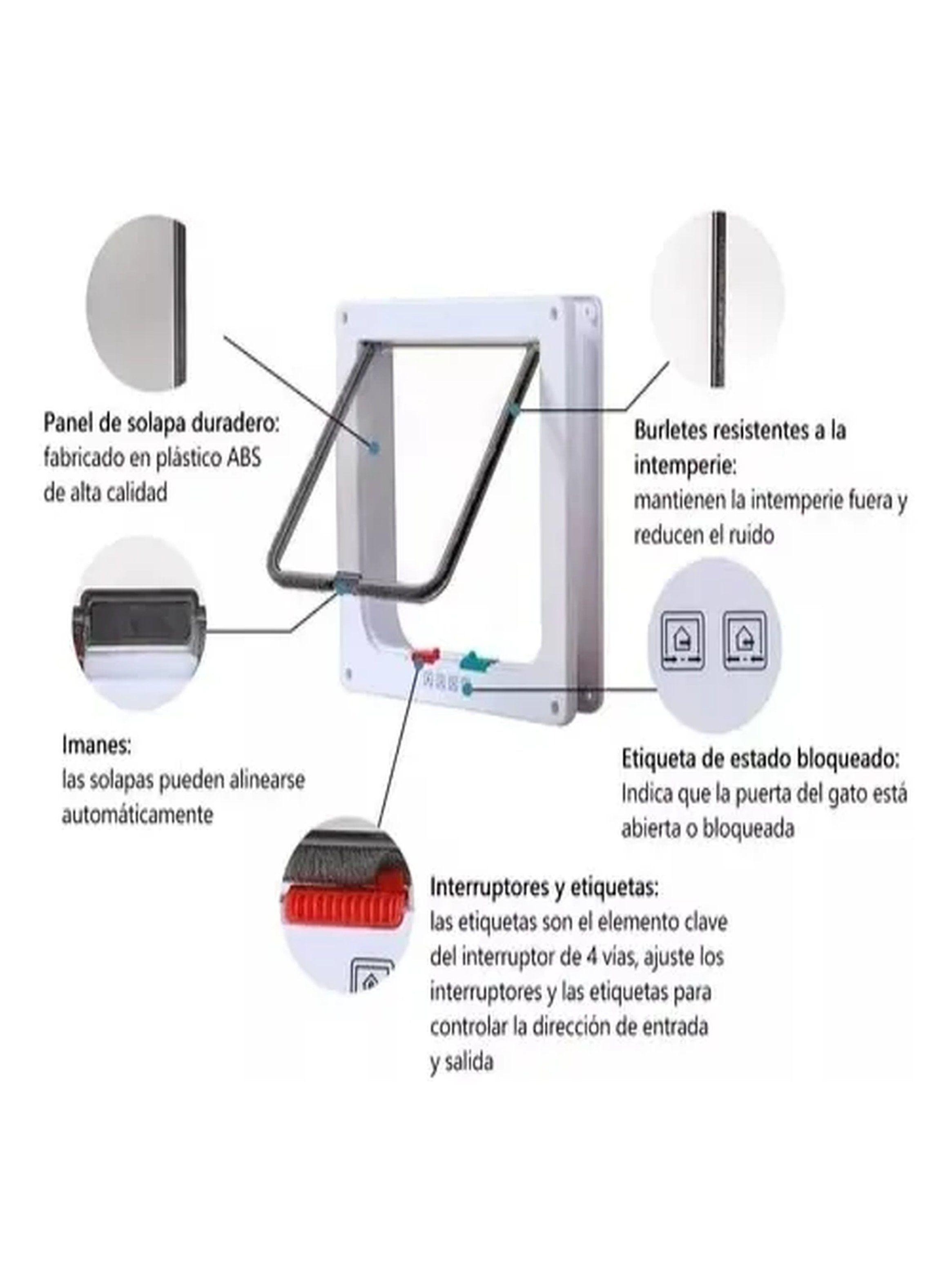 Puerta para Gatos Plástico ABS 4 Vías con Pestillo-1