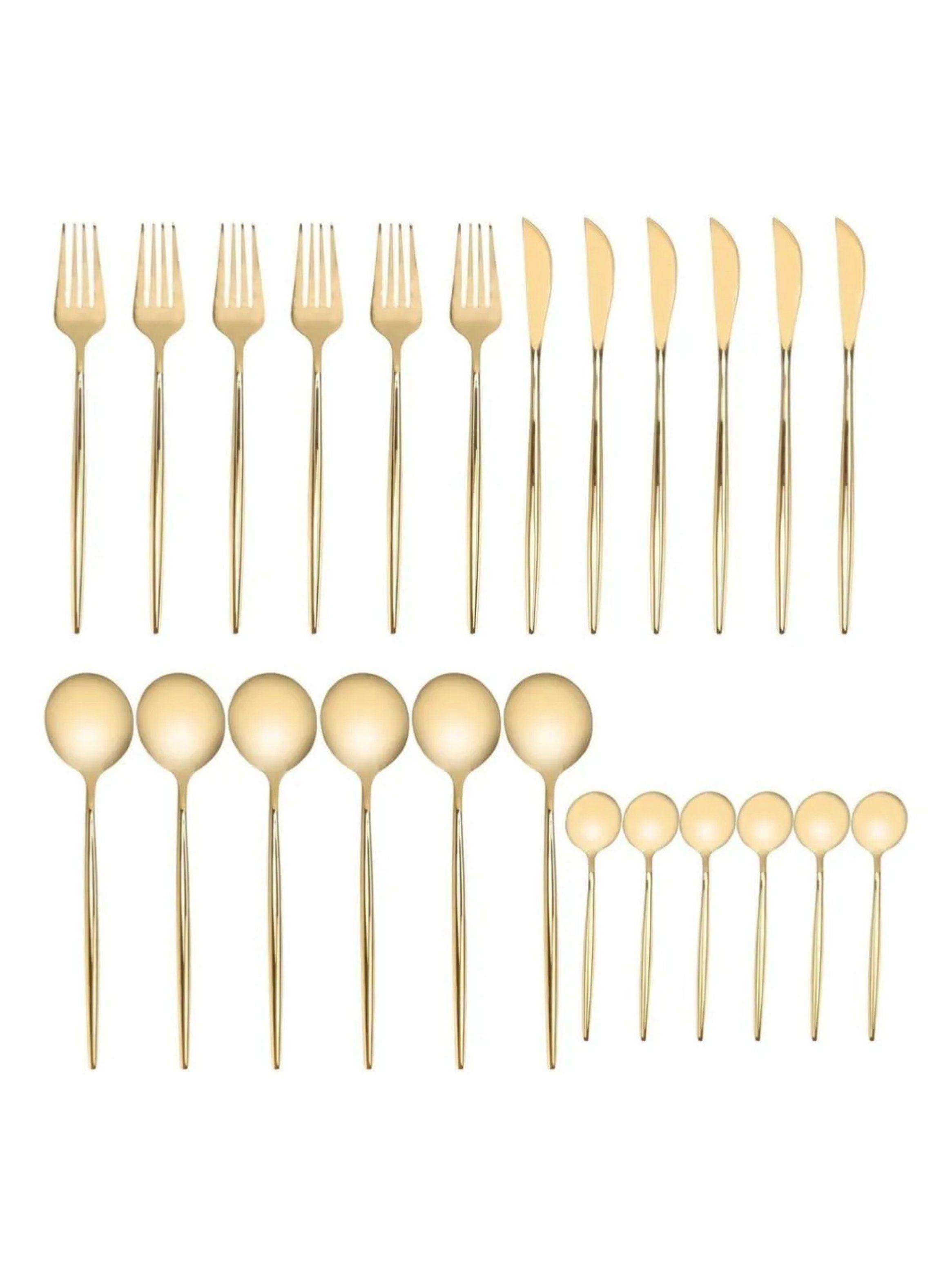 Set de Cubiertos de Acero Inoxidable Dorado 30 Piezas-1