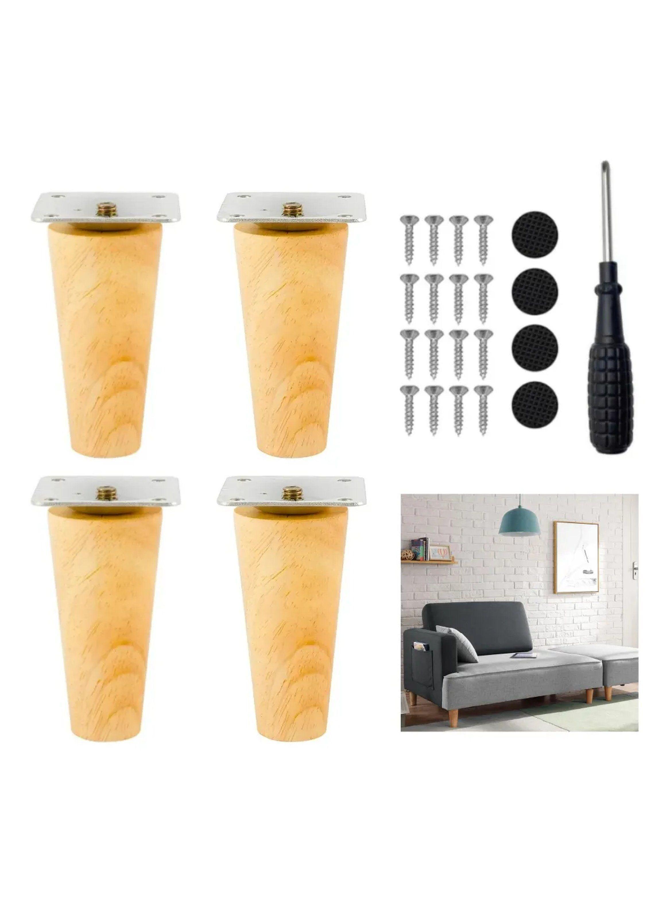 Patas Para Muebles Madera 20cm Tornillos Almohadillas Antideslizantes-0