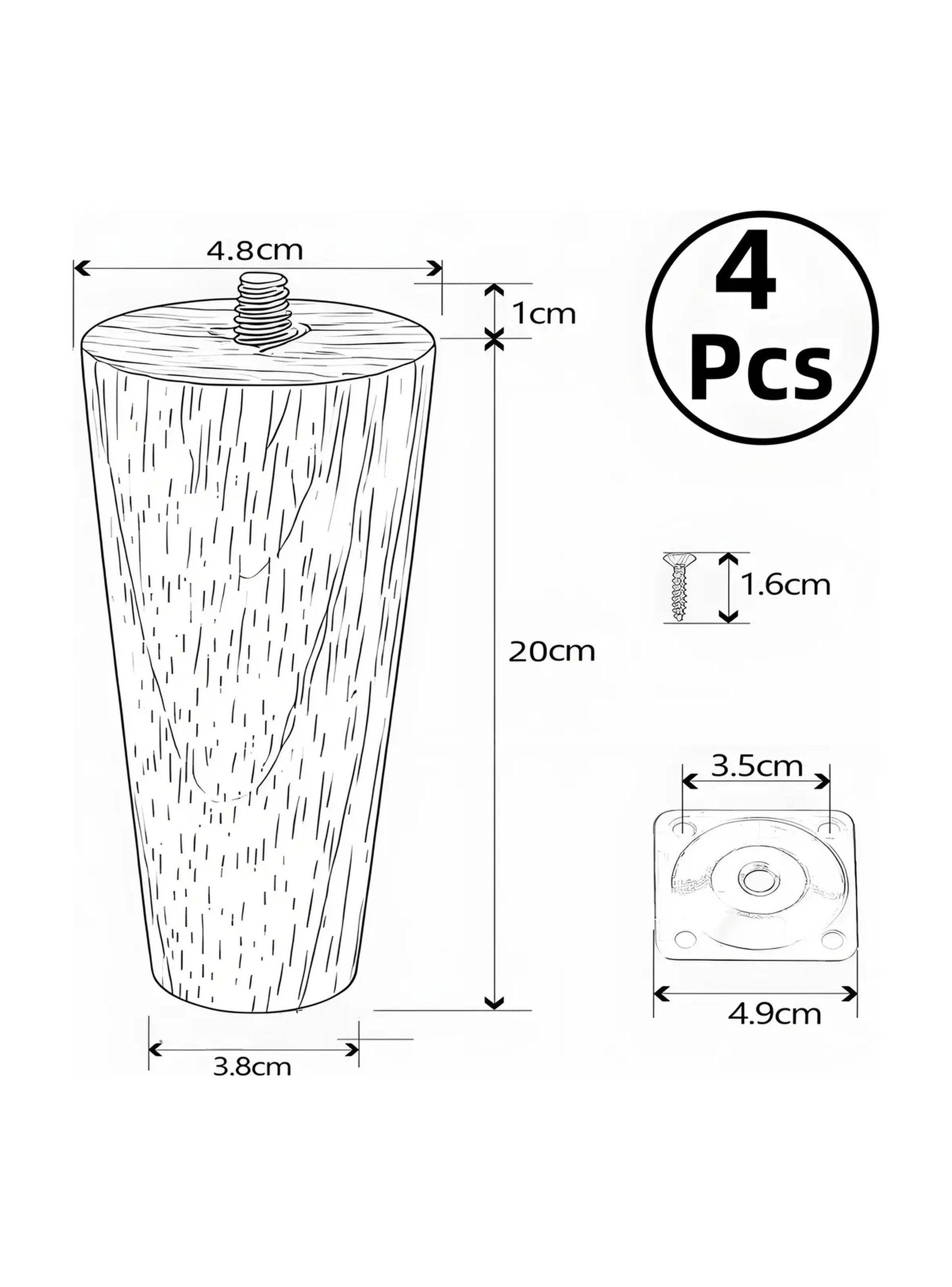 Patas Para Muebles Madera 20cm Tornillos Almohadillas Antideslizantes-1