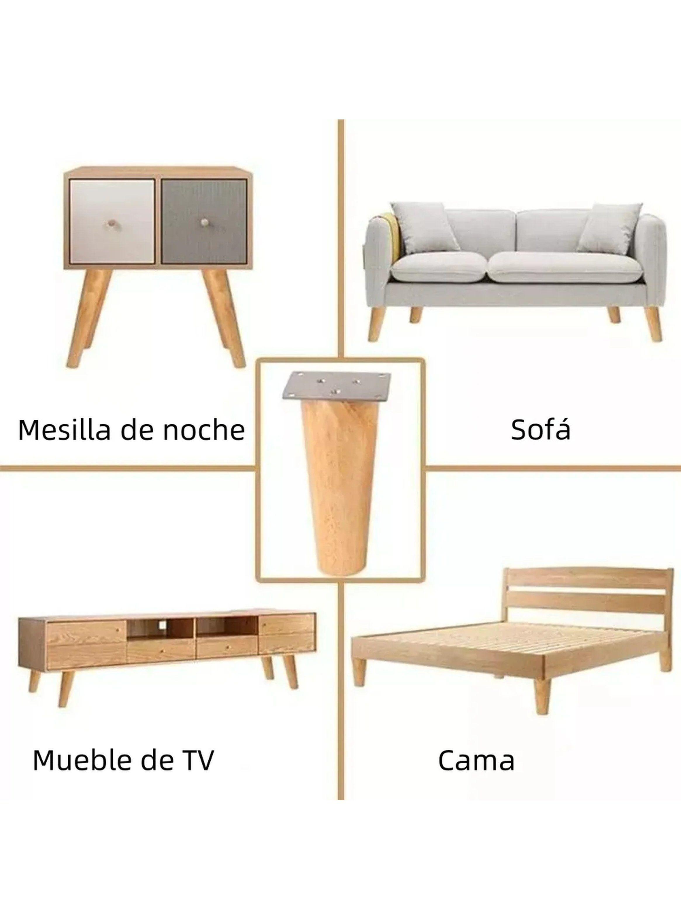 Patas Para Muebles Madera 20cm Tornillos Almohadillas Antideslizantes-5