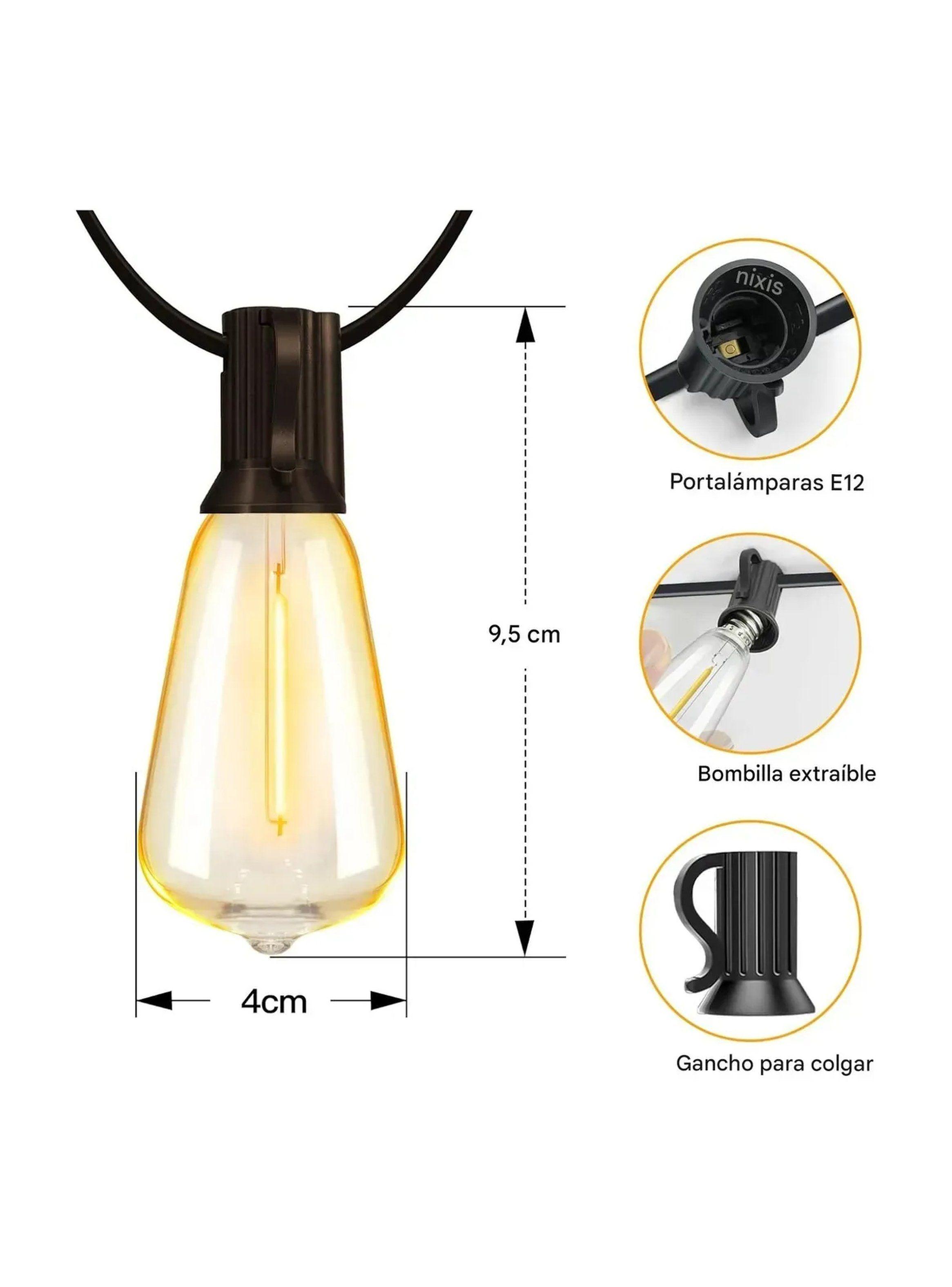 Luces de Cadena LED Regulables E12 Conectables 8 Hilos 20 AWG-1