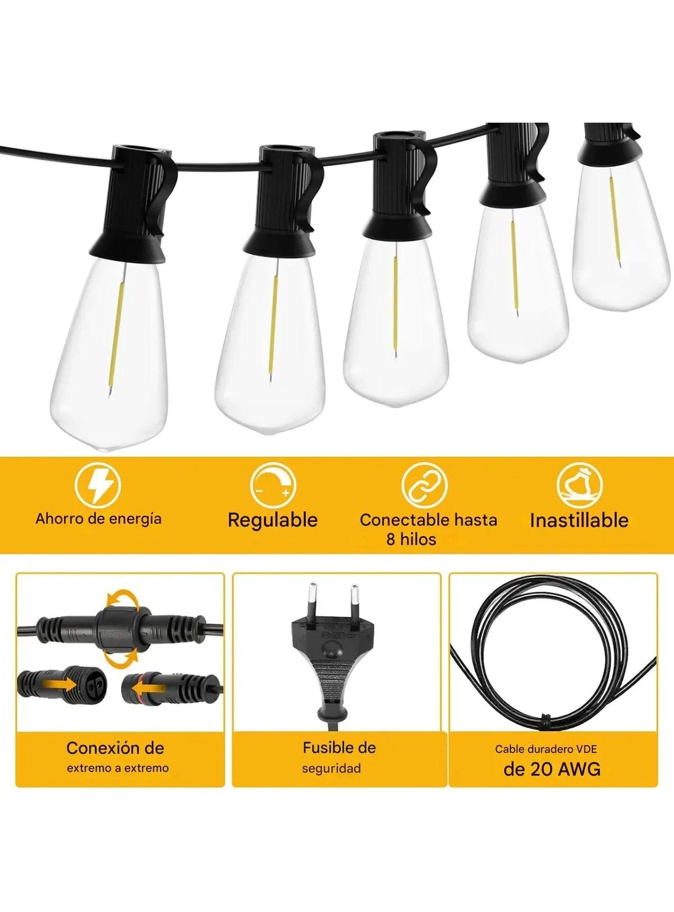Luces de Cadena LED Regulables E12 Conectables 8 Hilos 20 AWG-2
