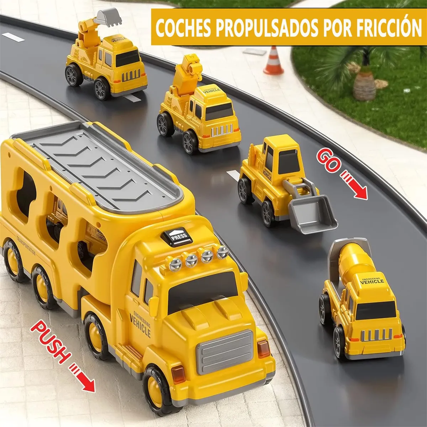 Camión de Juguete con Vehículos de Ingeniería Fricción ABS Iluminación y Sonido-7