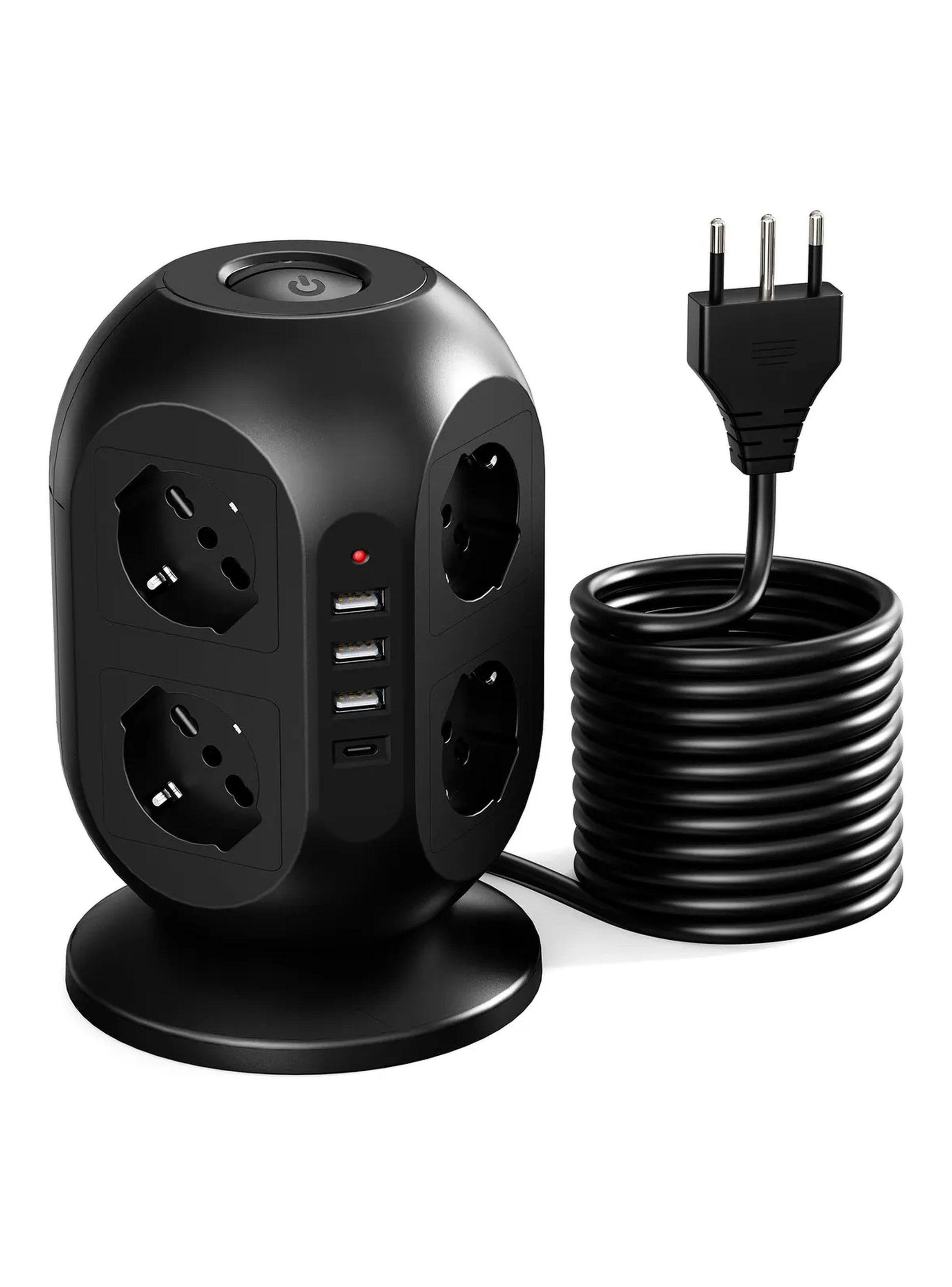 Estación de Carga Vertical Multiple USB y Tomacorrientes Cable 2M-0