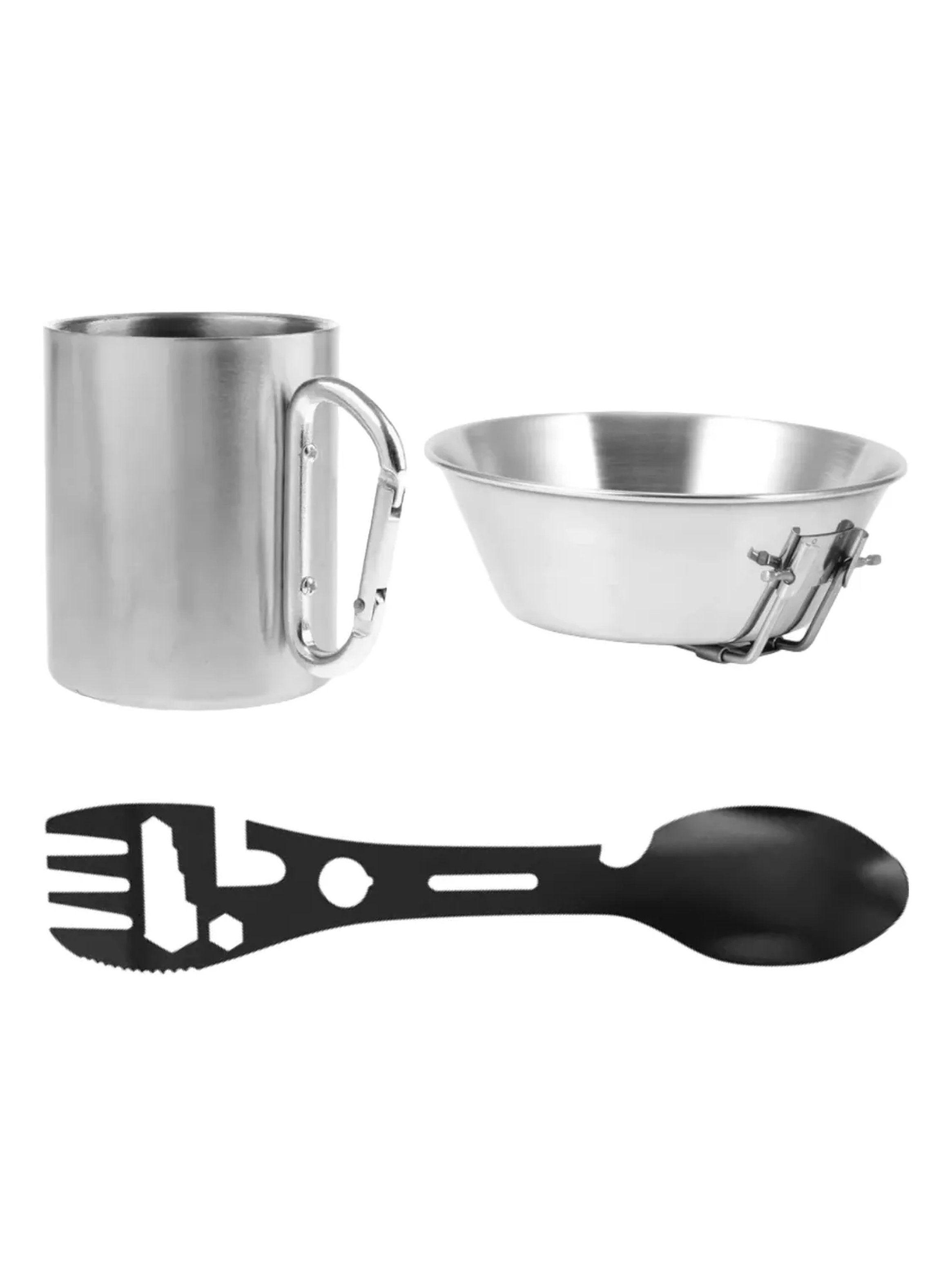Juego de Utensilios de Camping Acero Inoxidable Incluye Taza, Cuenco y Cubierto Multifuncional-2
