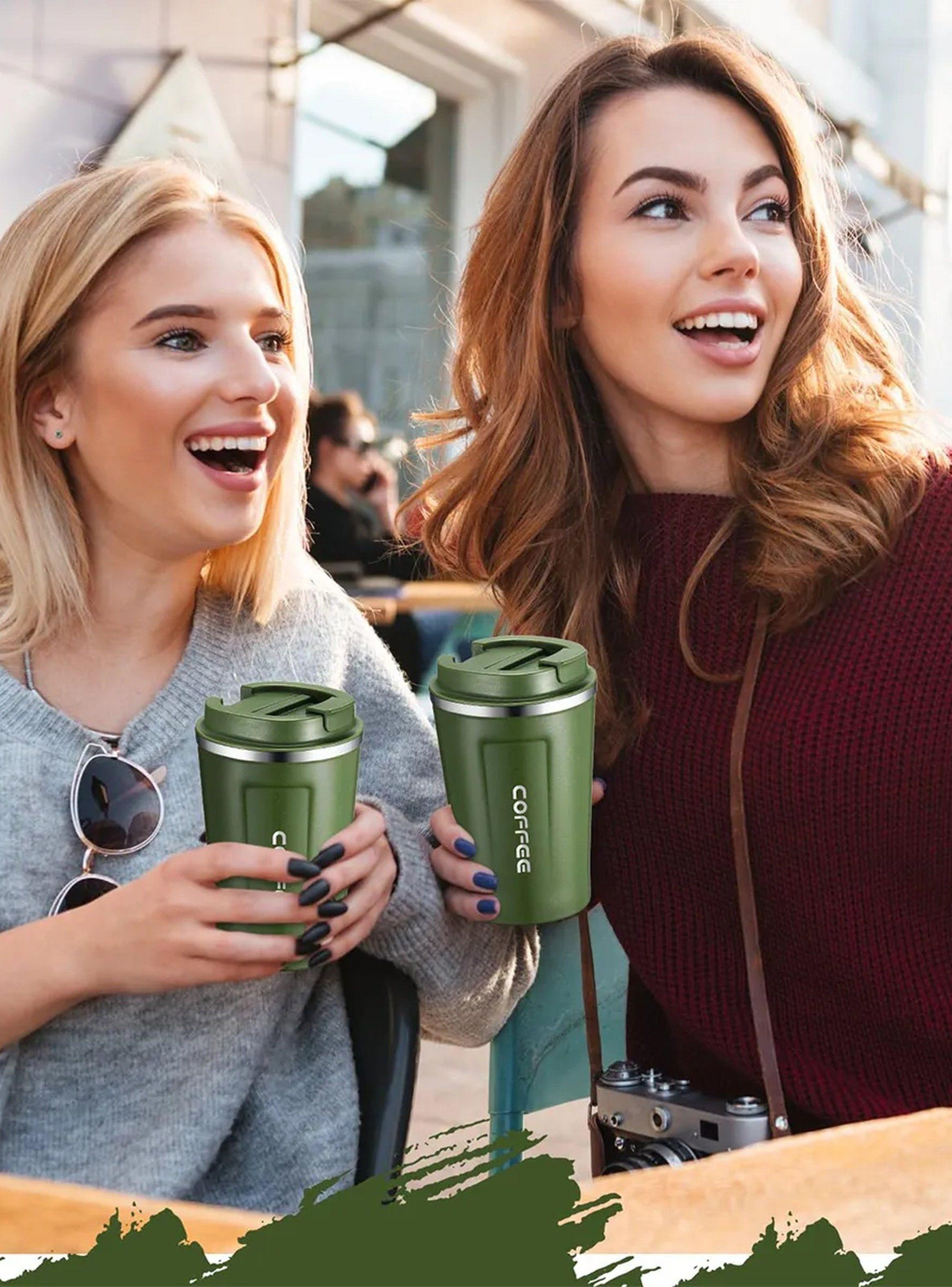 Taza Térmica Acero Inoxidable 304 500ml Verde A Prueba de Fugas-6