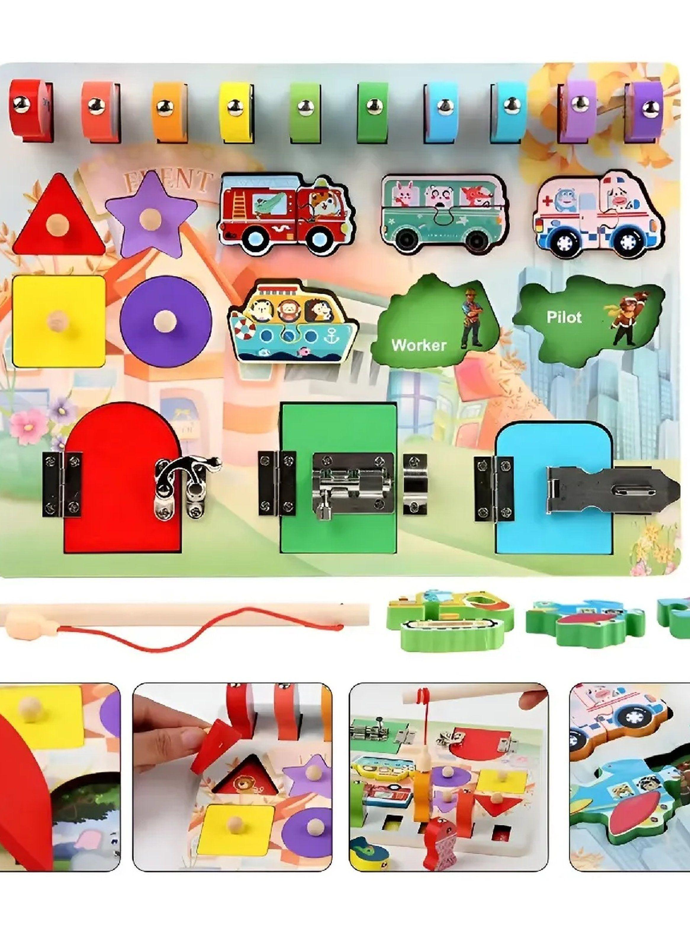 Tablero Sensorial Montessori Juguete Educativo Madera Multicolor-2