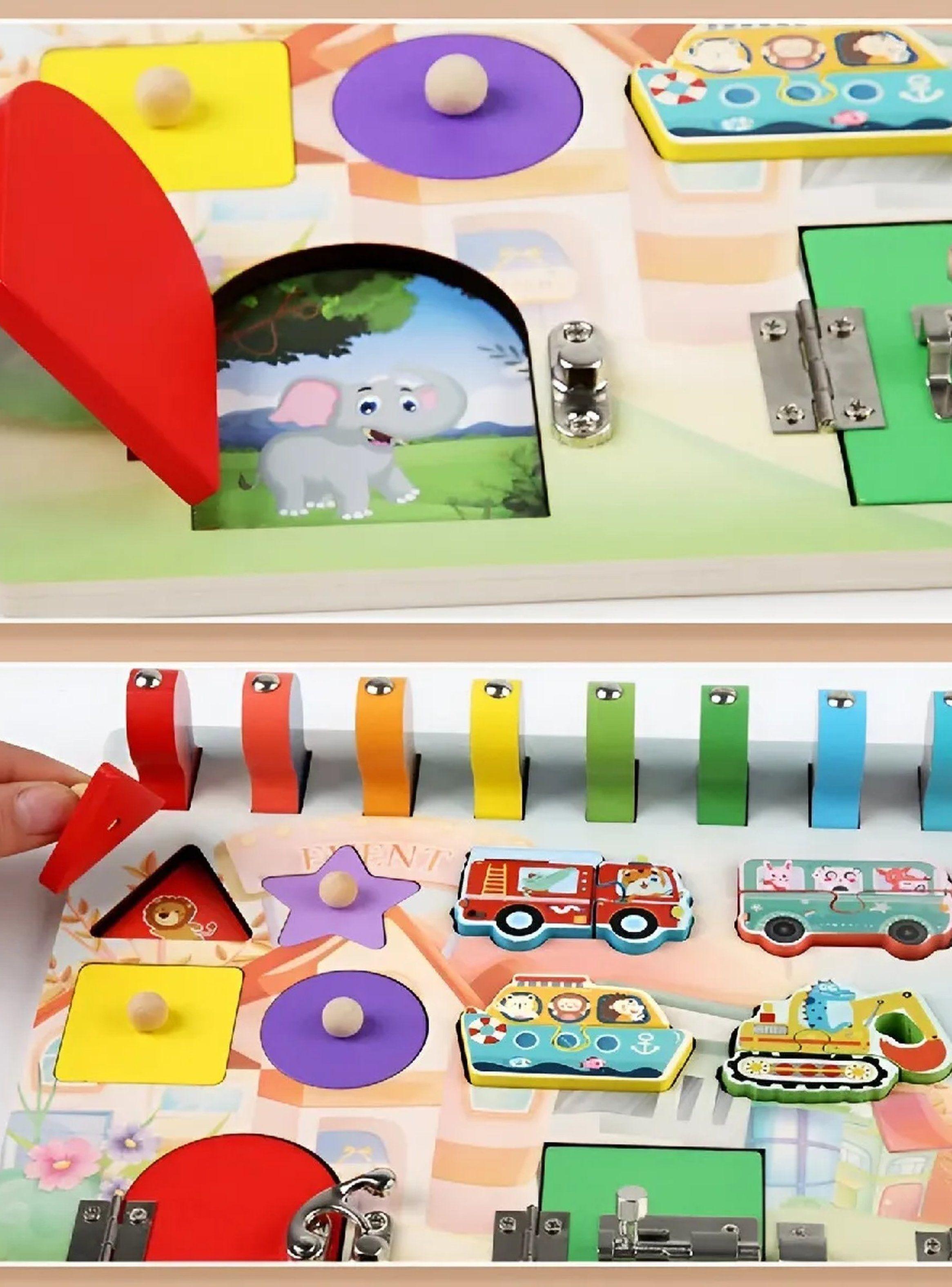 Tablero Sensorial Montessori Juguete Educativo Madera Multicolor-3