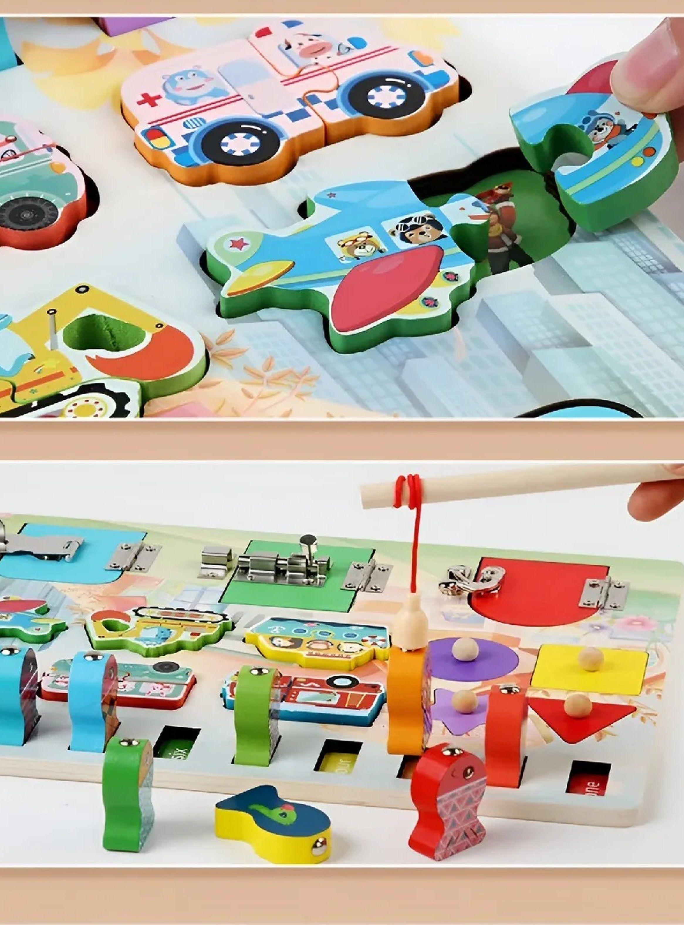 Tablero Sensorial Montessori Juguete Educativo Madera Multicolor-8