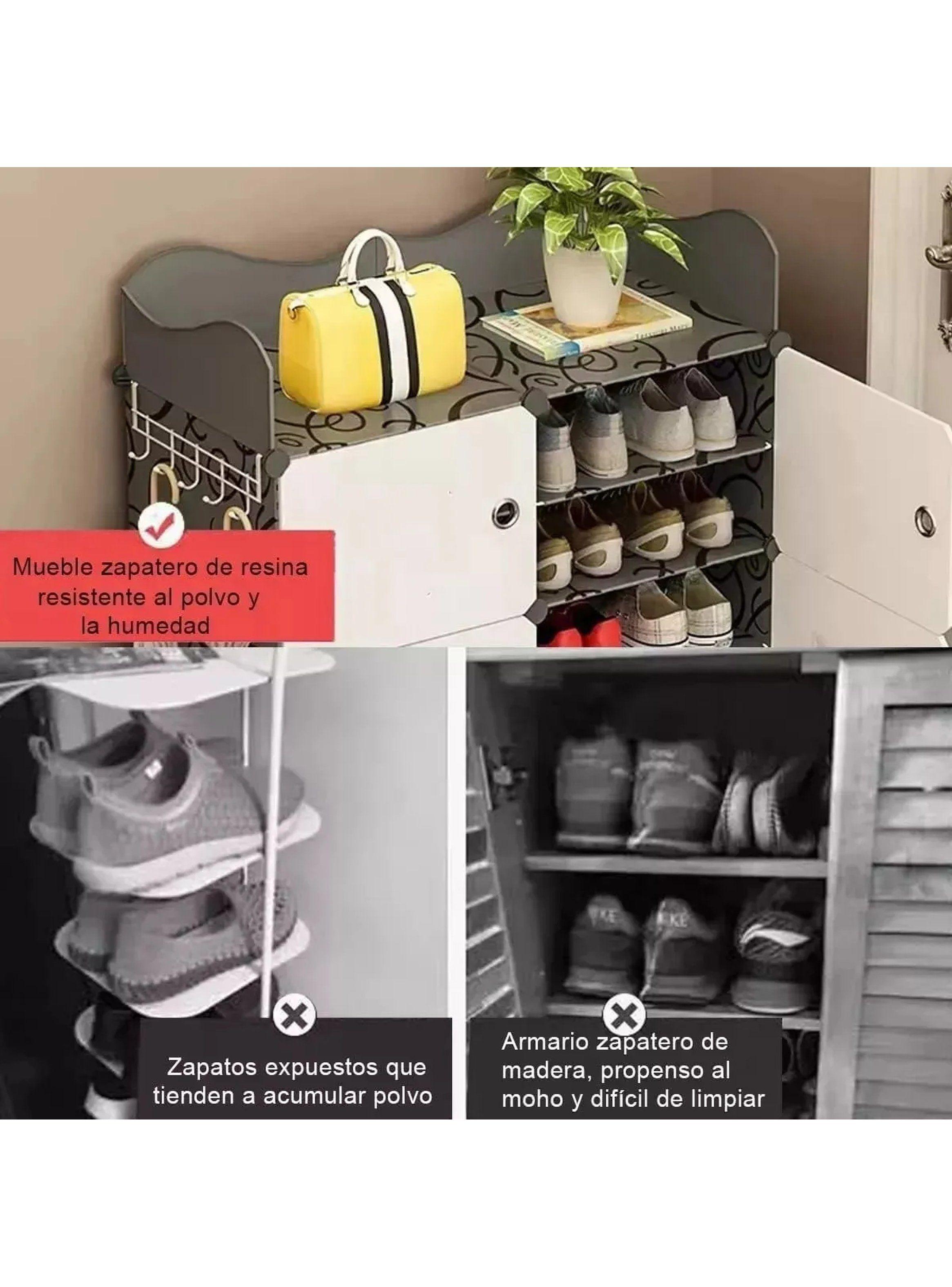 Organizador de Zapatos Modular con Puertas y Ganchos | Blanco, Multiusos-3
