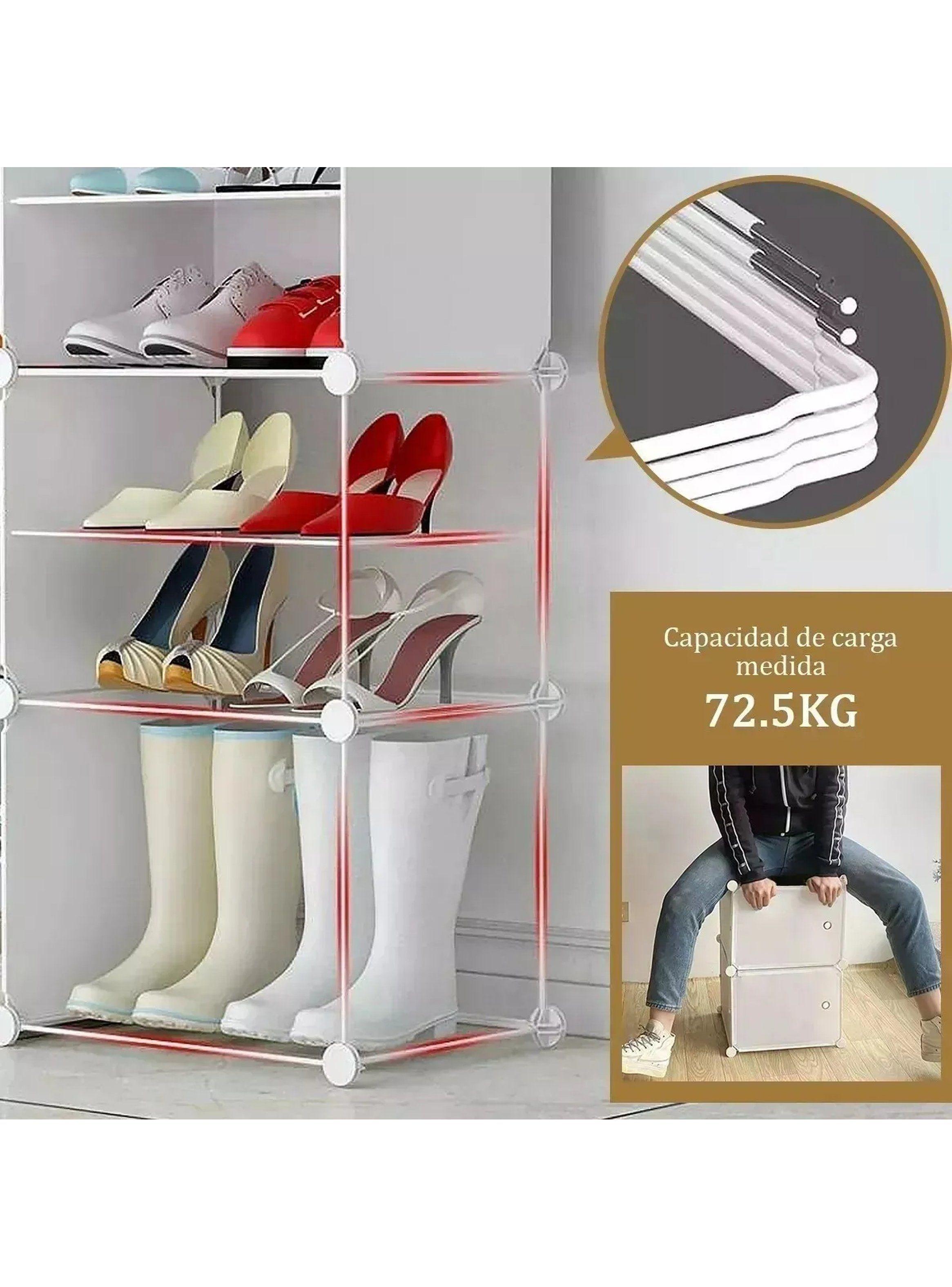 Organizador de Zapatos Modular con Puertas y Ganchos | Blanco, Multiusos-5