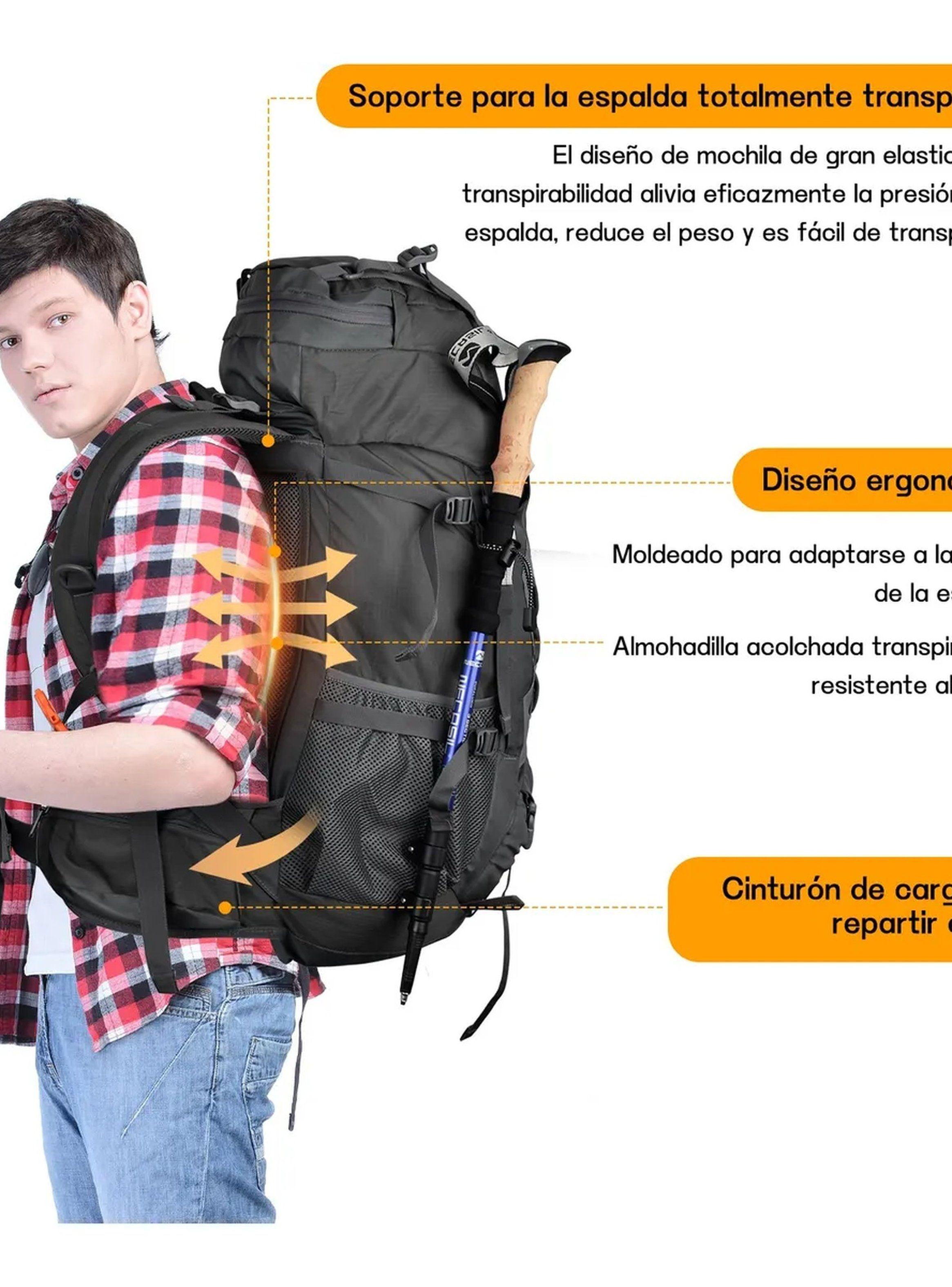 Mochila de Senderismo 70L Impermeable Ajustable Ergonómica-2