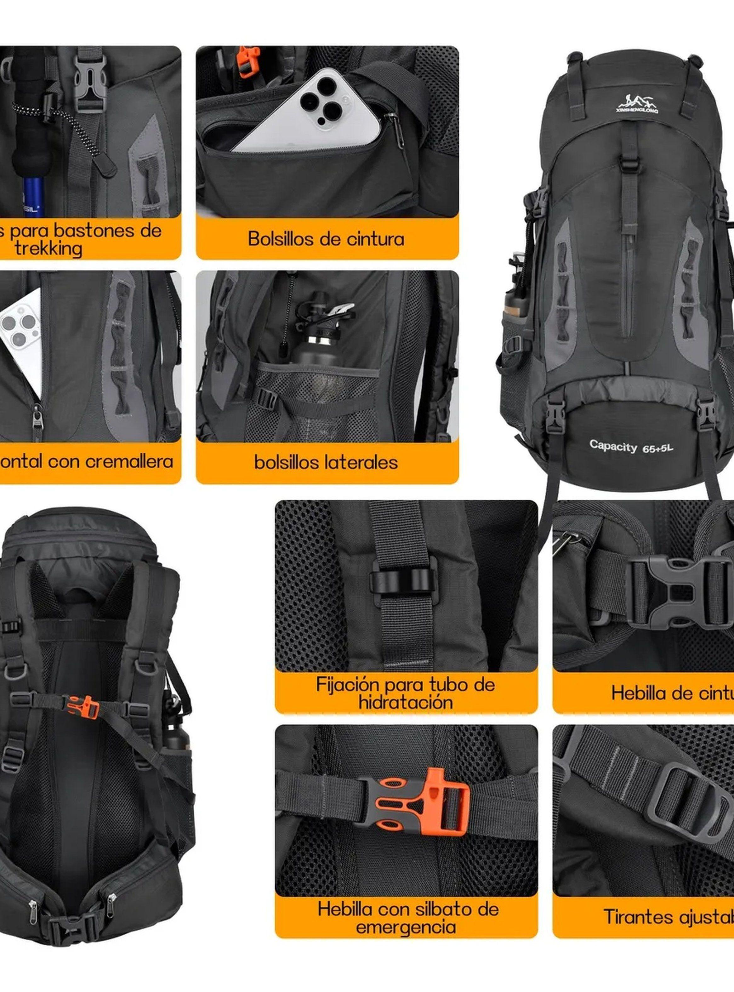 Mochila de Senderismo 70L Impermeable Ajustable Ergonómica-4