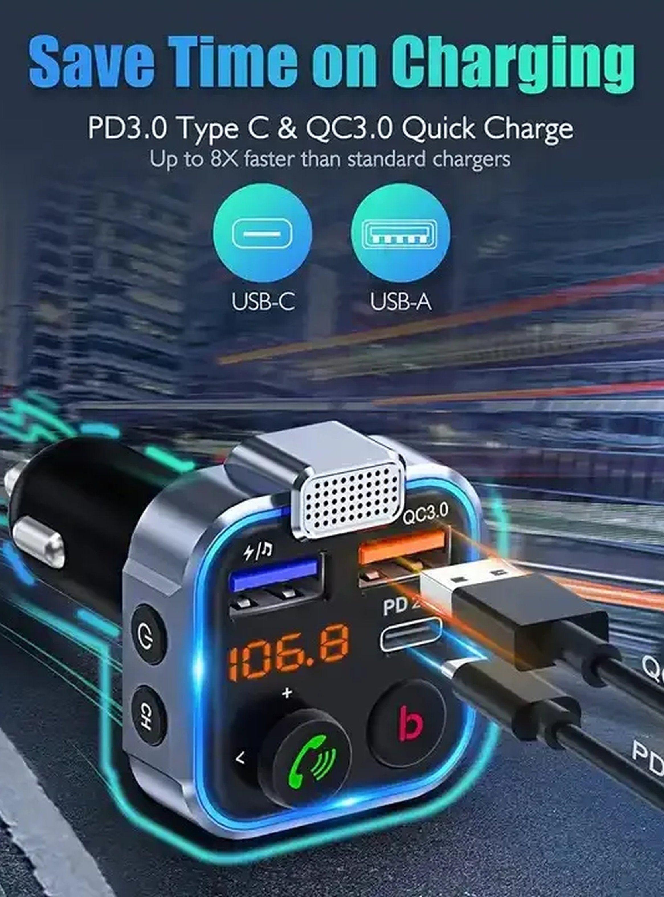 Transmisor FM Bluetooth Manos Libres PD20W QC3.0 Cancelación De Ruido-2