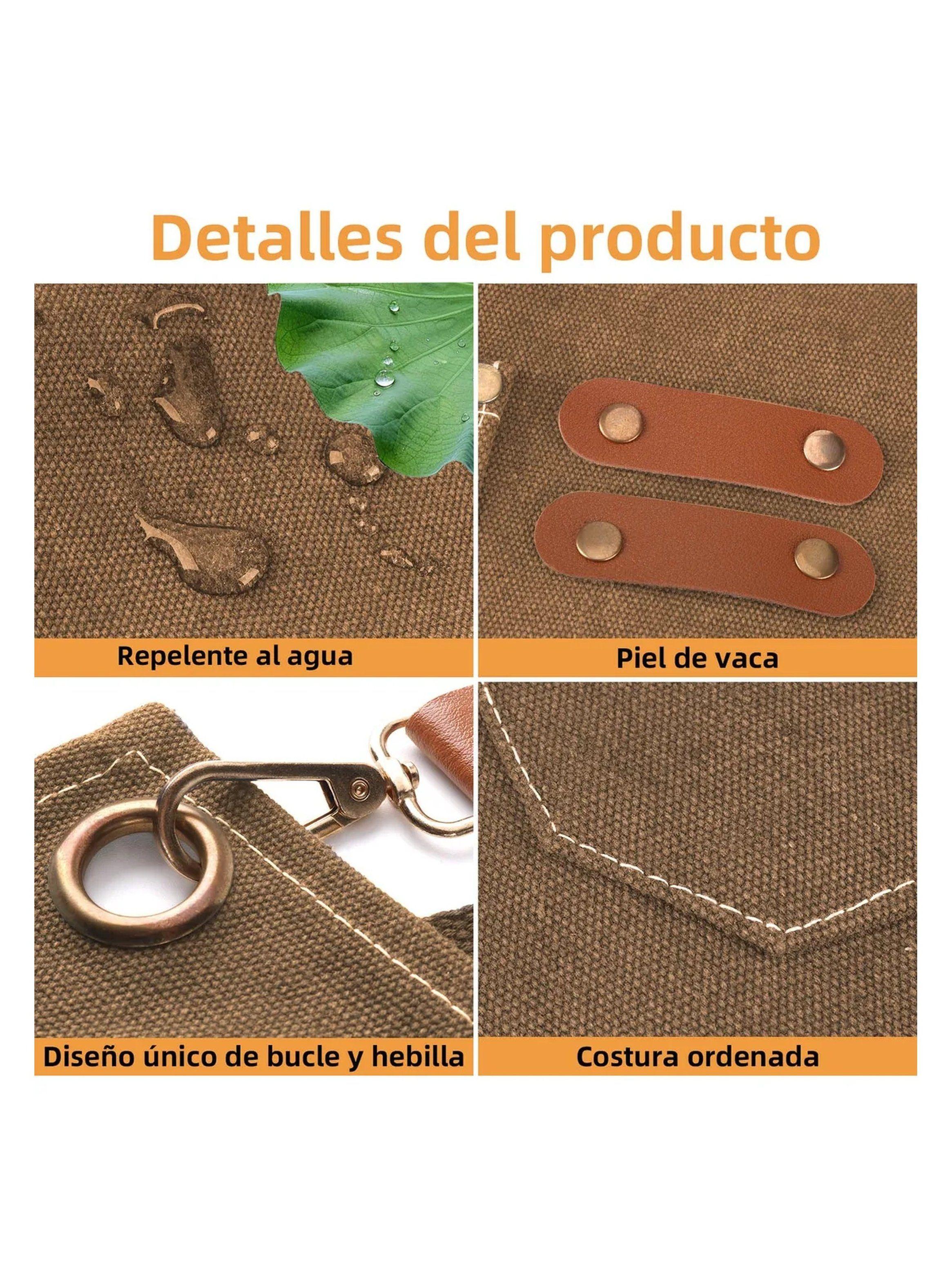 Delantal de Trabajo Unisex Resistente Algodón Con Mangas Marrón-3