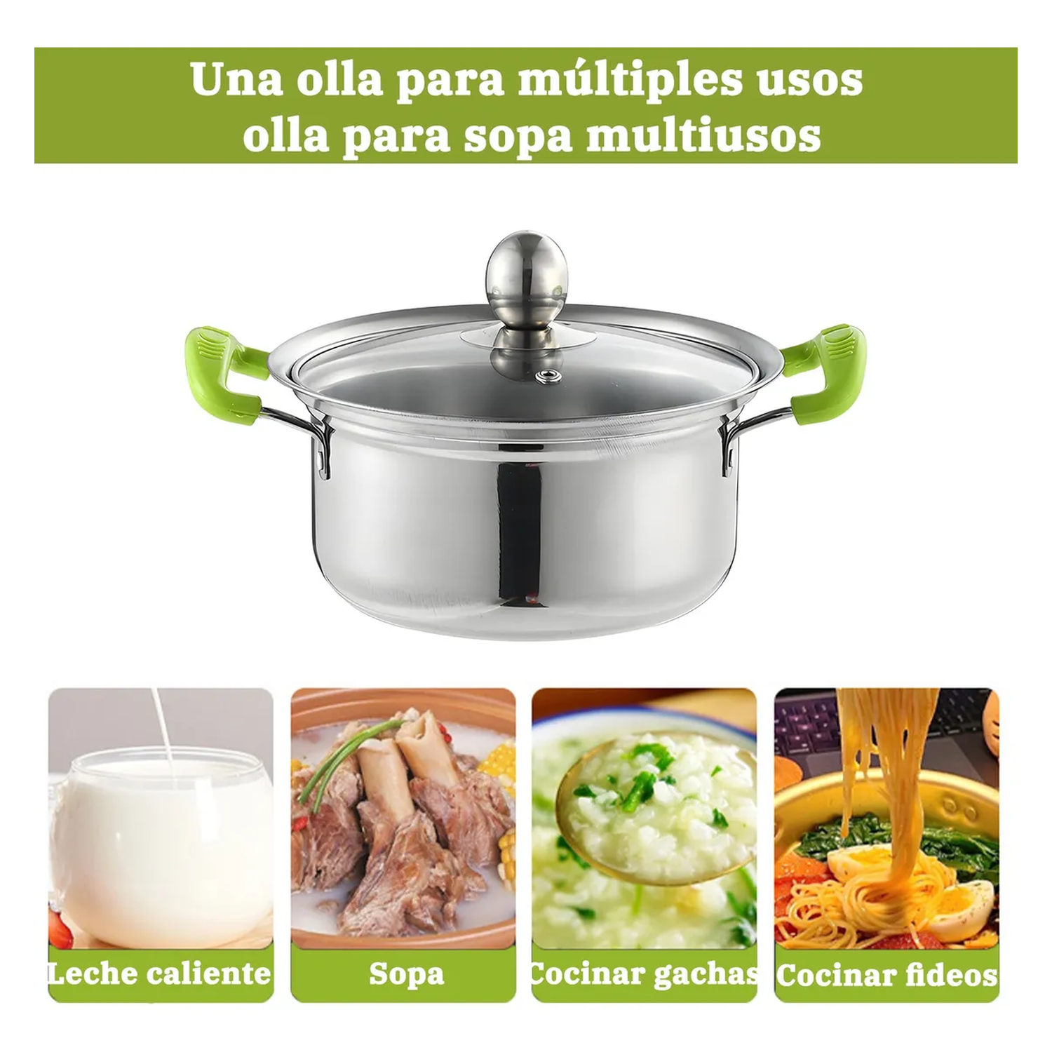 Juego de Ollas Acero Inoxidable Fondo Plano Antiadherente 3 Piezas-8