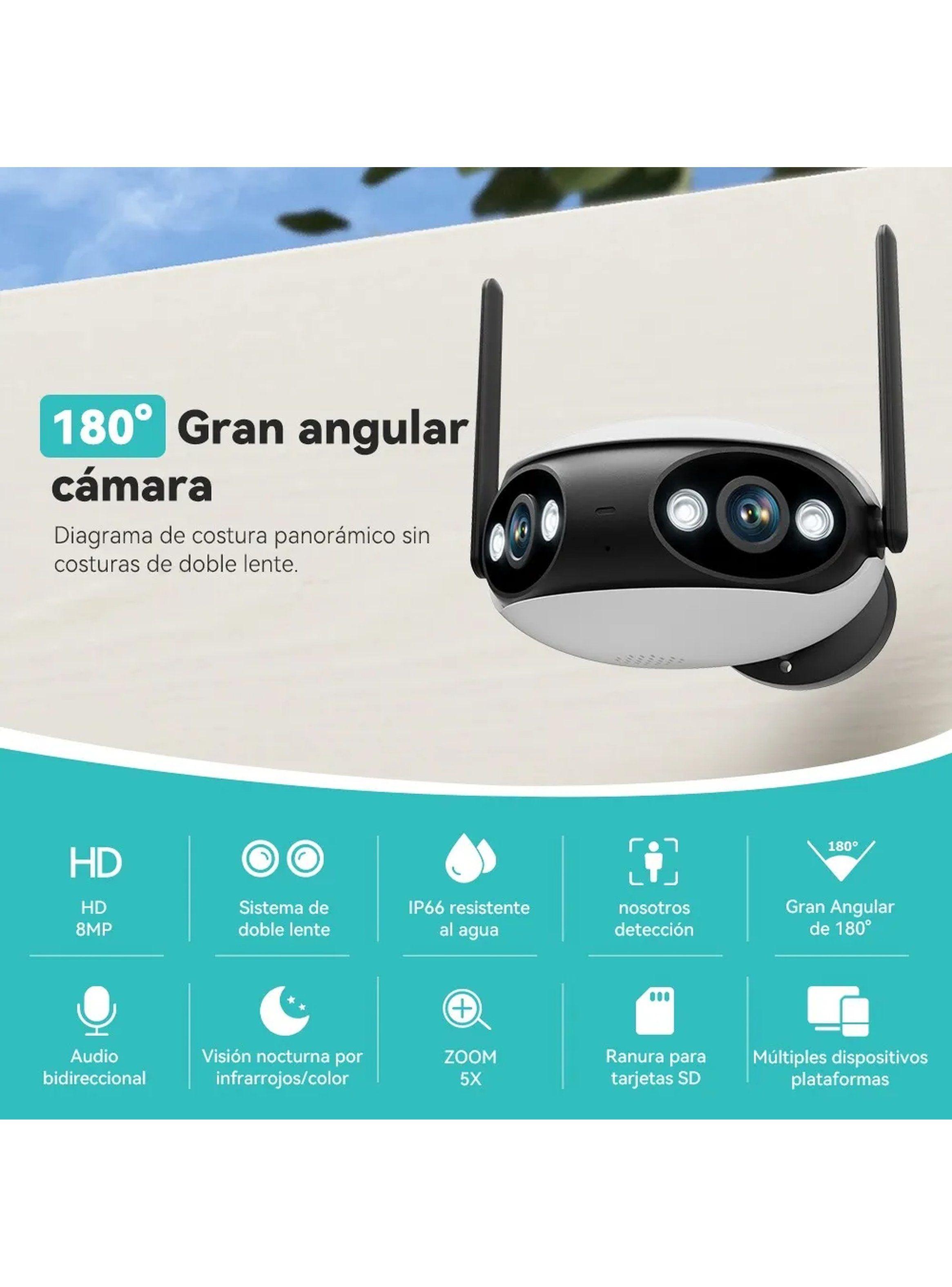 Cámara de Seguridad Gran Angular 180° Full HD 8MP Impermeable-1