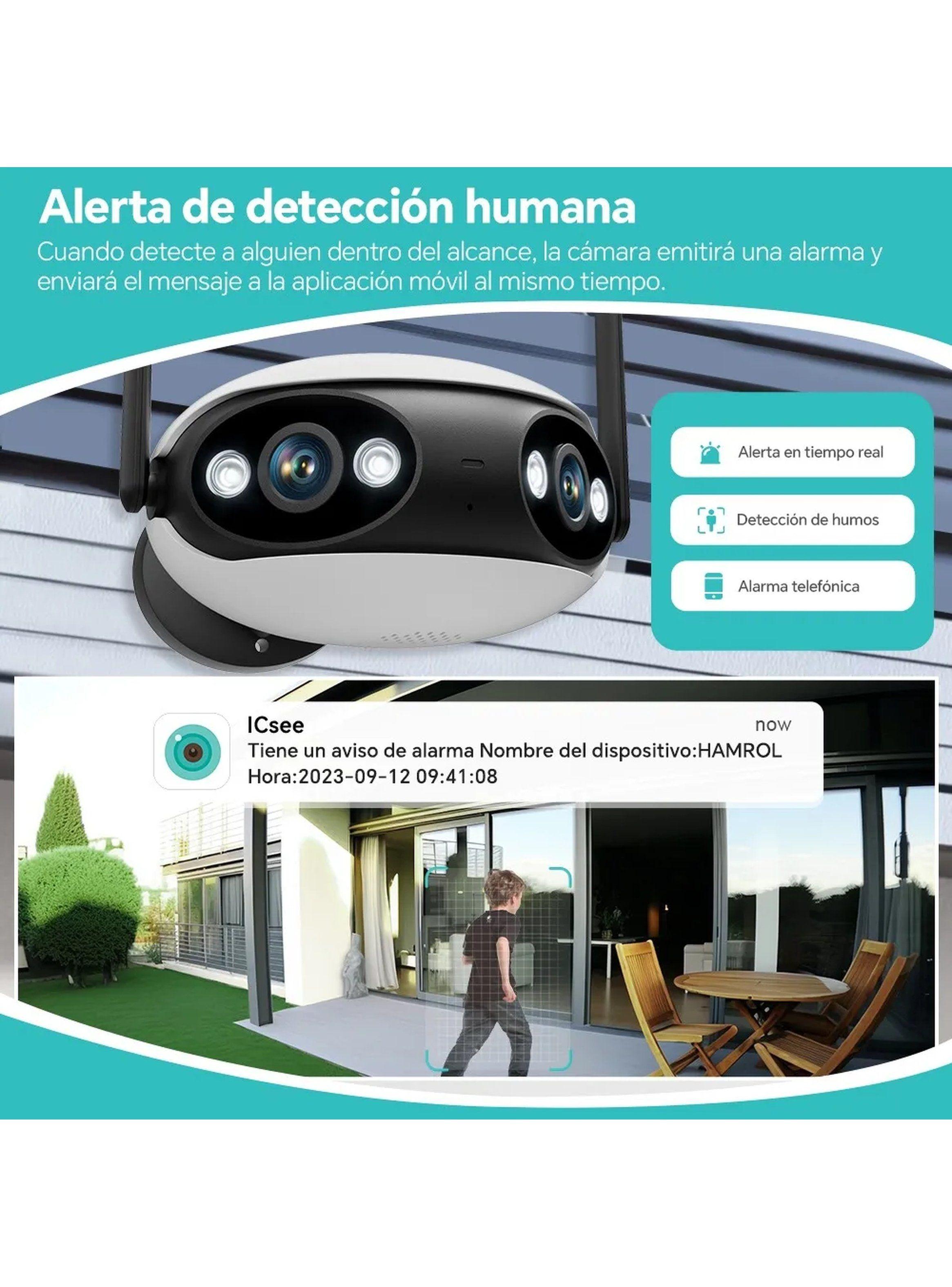 Cámara de Seguridad Gran Angular 180° Full HD 8MP Impermeable-4