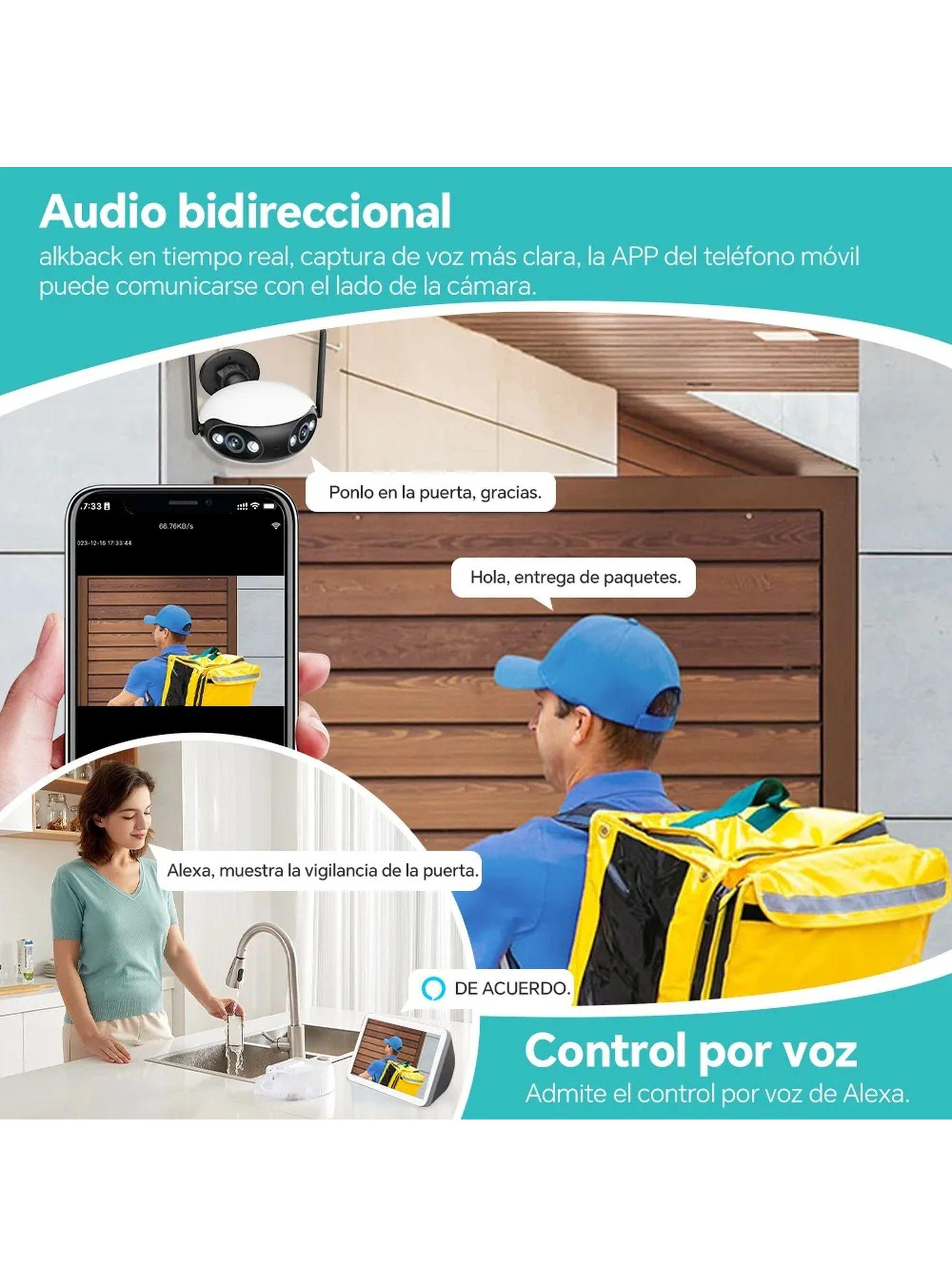 Cámara de Seguridad Gran Angular 180° Full HD 8MP Impermeable-6