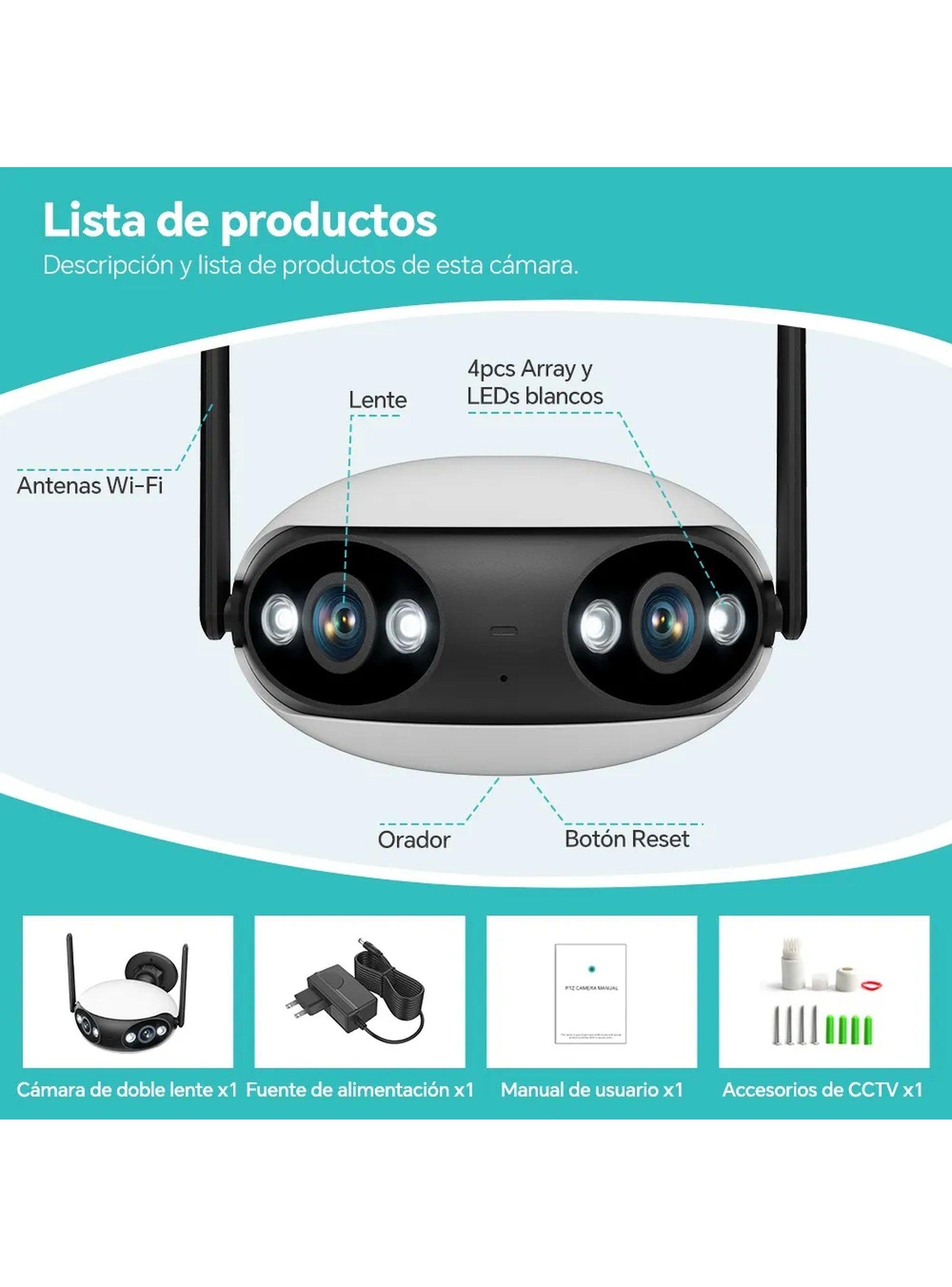 Cámara de Seguridad Gran Angular 180° Full HD 8MP Impermeable-8