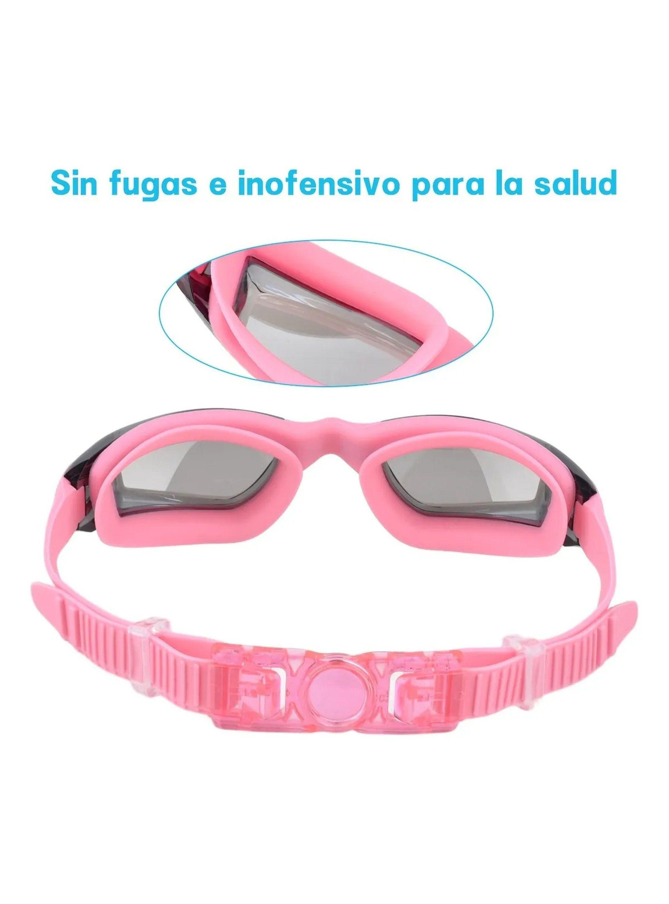 Juego de Natación Antivaho con Gafas, Gorro y Tapones Rosado-6