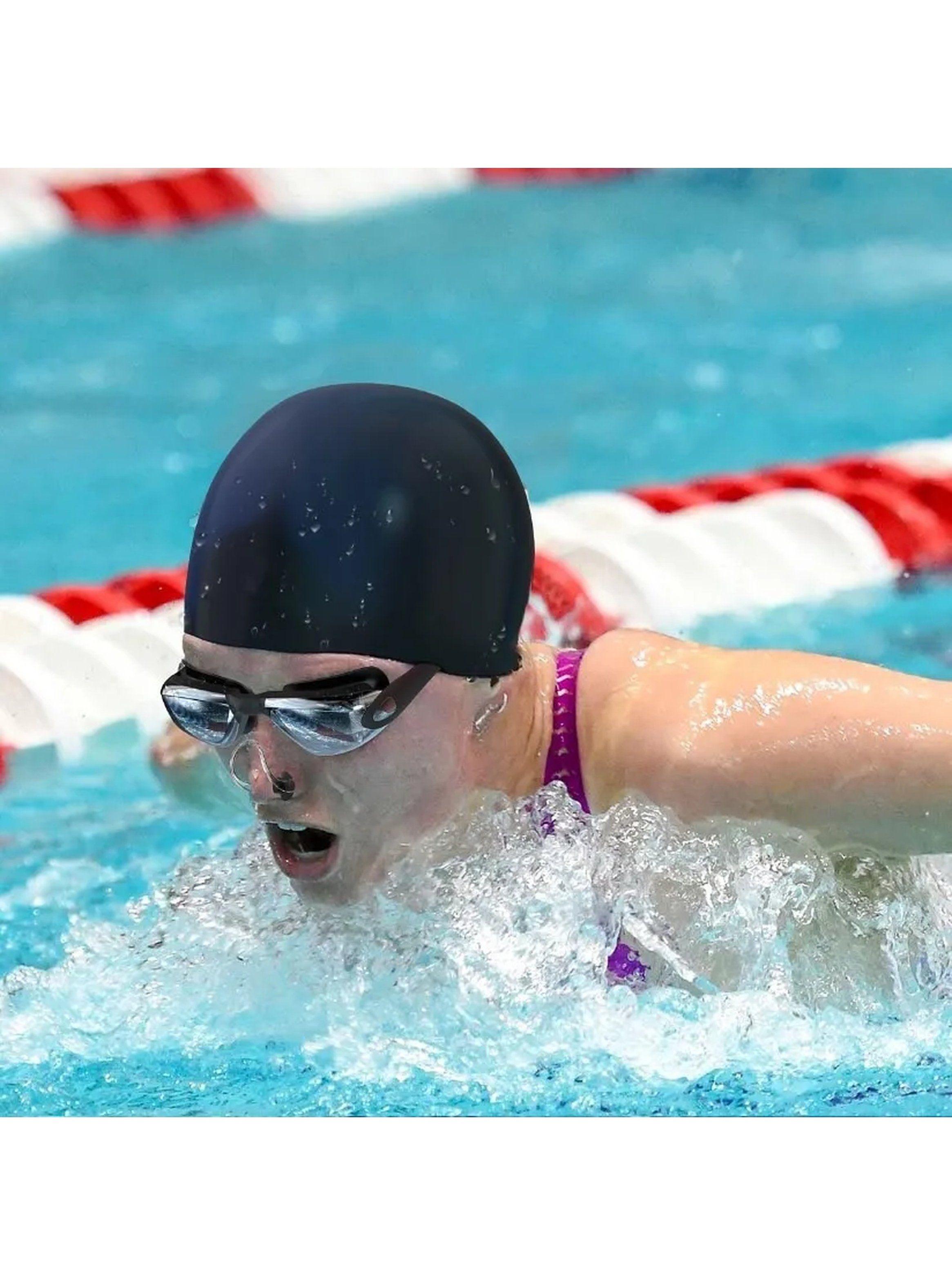 Juego de Natación Antivaho con Gafas, Gorro y Tapones Rosado-9