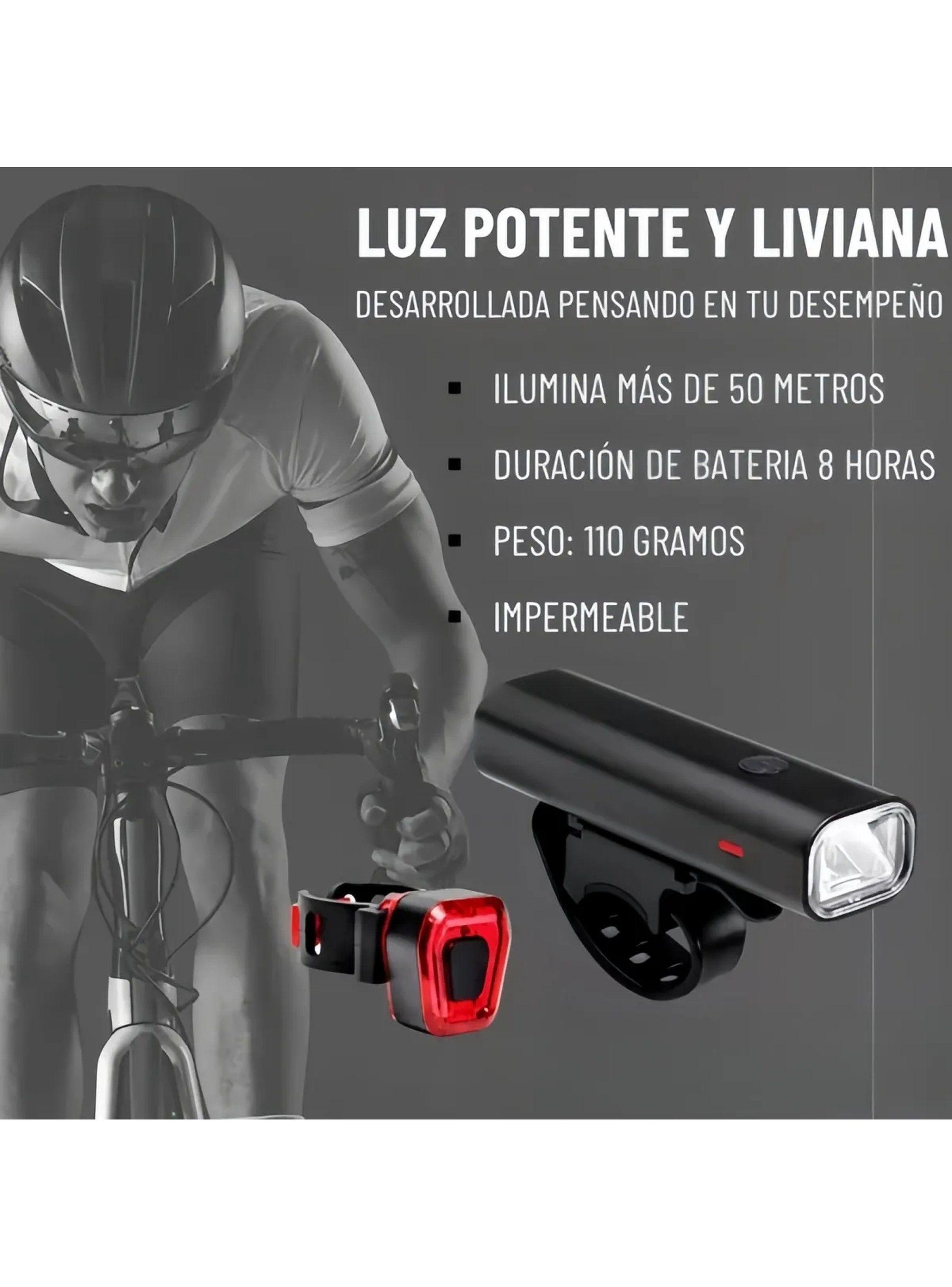 Luz Delantera y Trasera para Bicicleta Impermeable Recargable USB 8 Horas-2