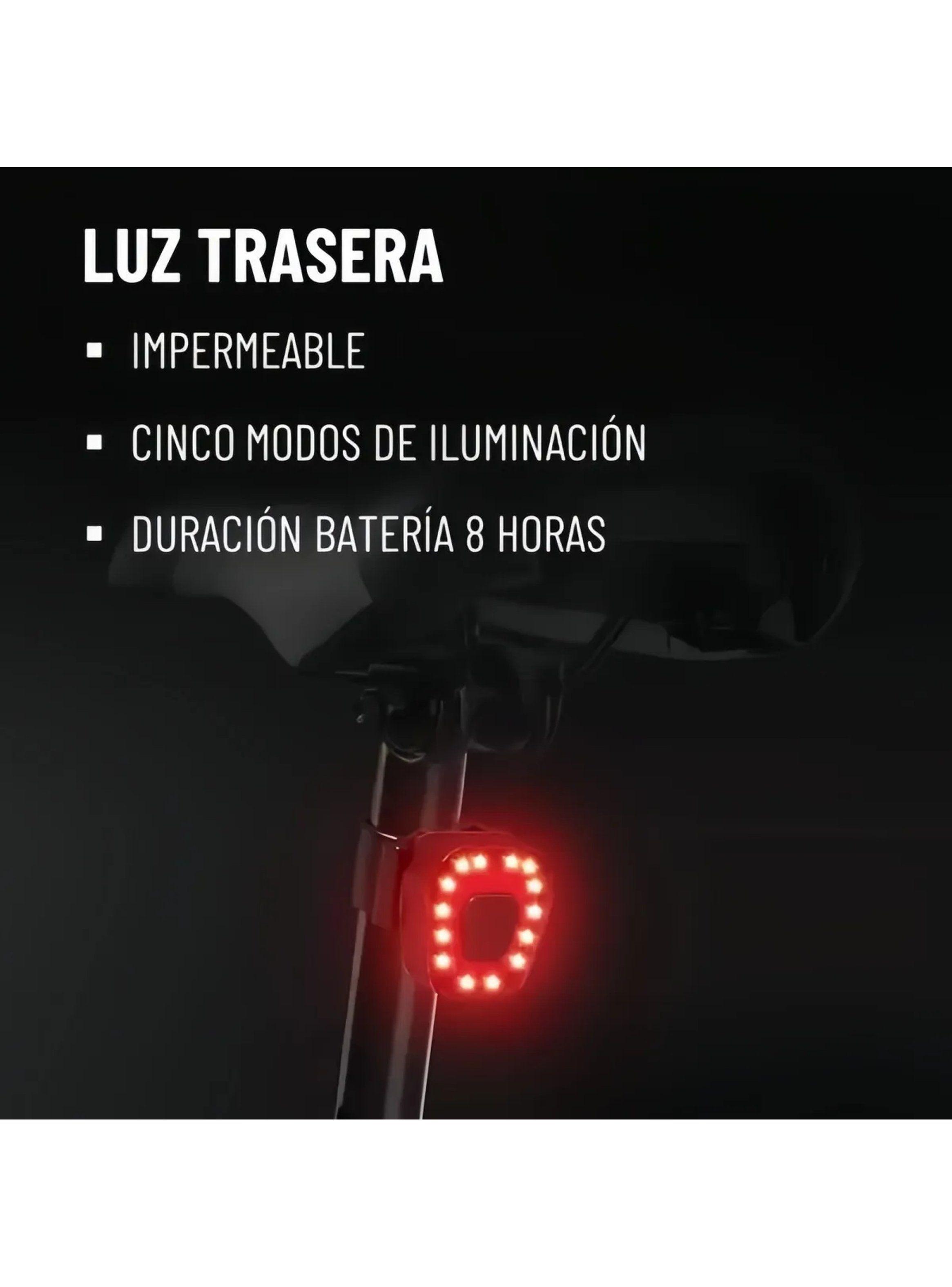 Luz Delantera y Trasera para Bicicleta Impermeable Recargable USB 8 Horas-5