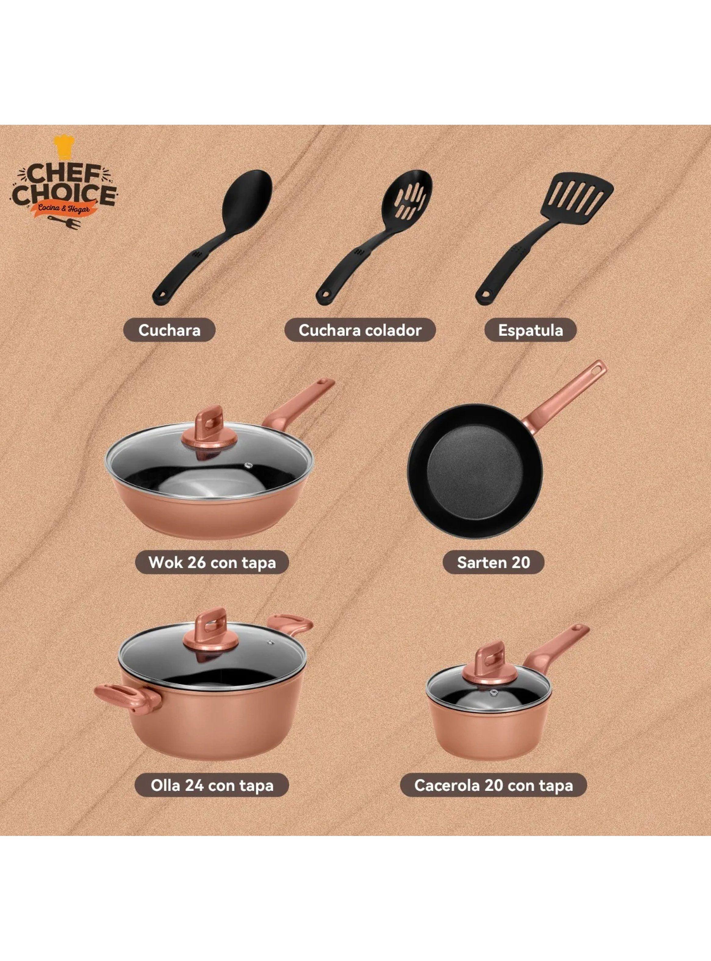 Set de Utensilios de Cocina Antiadherentes 8 Piezas Cobre-2