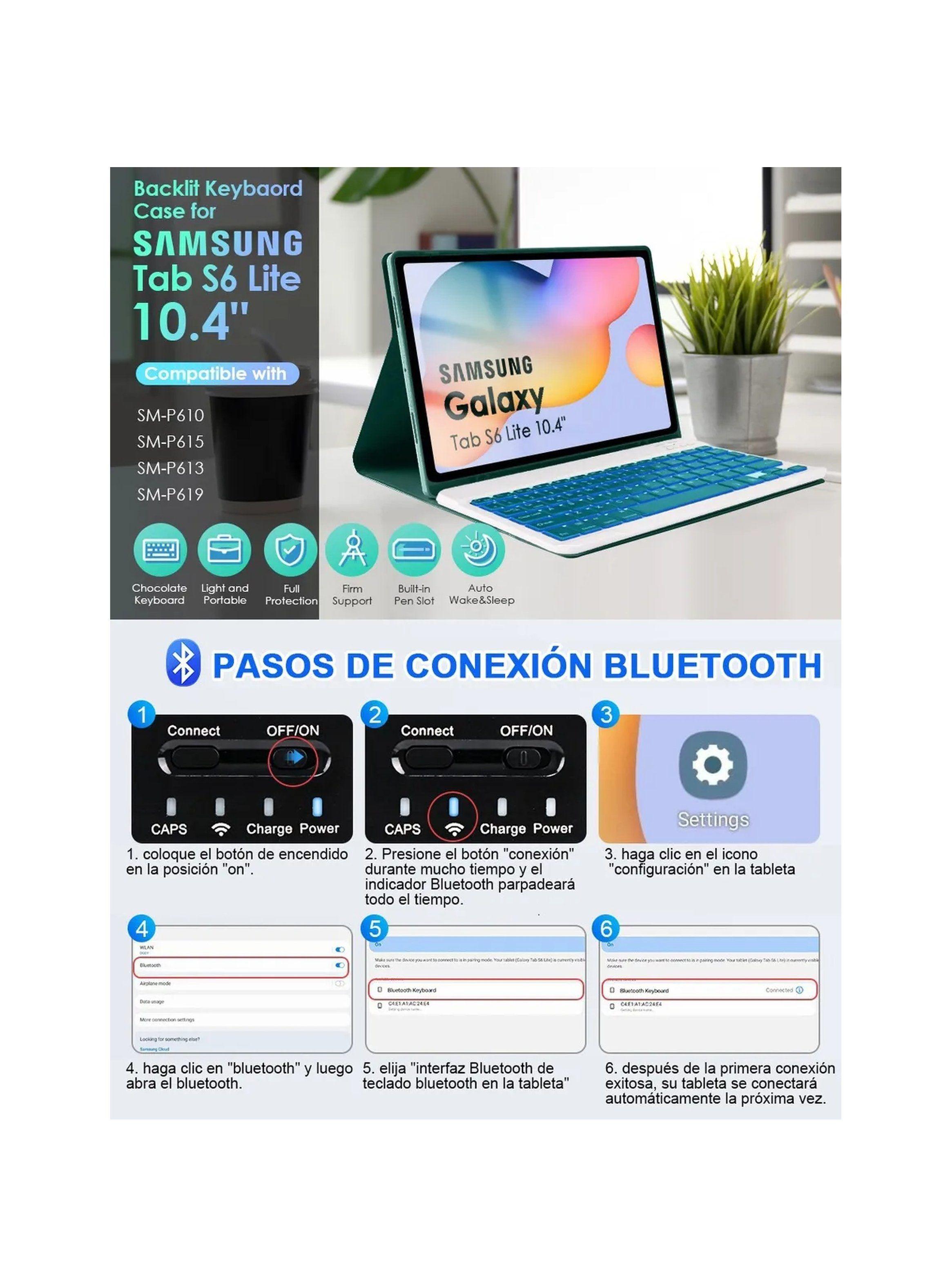 Funda con Teclado Retroiluminado para Samsung Galaxy Tab S6 Lite 10.4" Magnética Ajustable-2