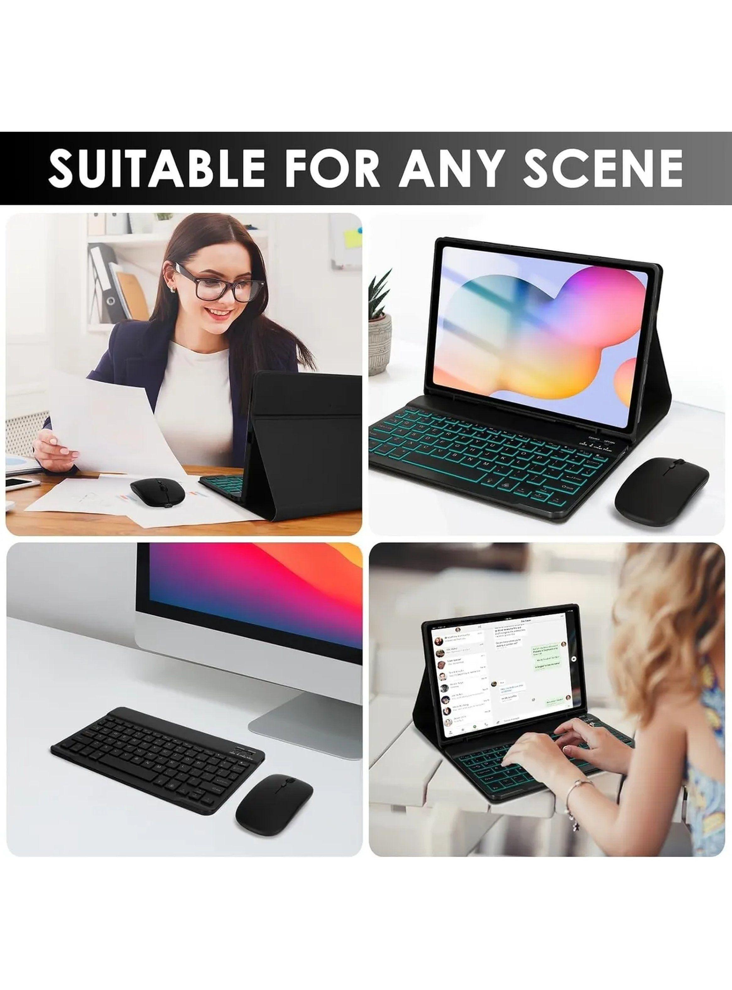 Funda con Teclado Retroiluminado para Samsung Galaxy Tab S6 Lite 10.4" Magnética Ajustable-5