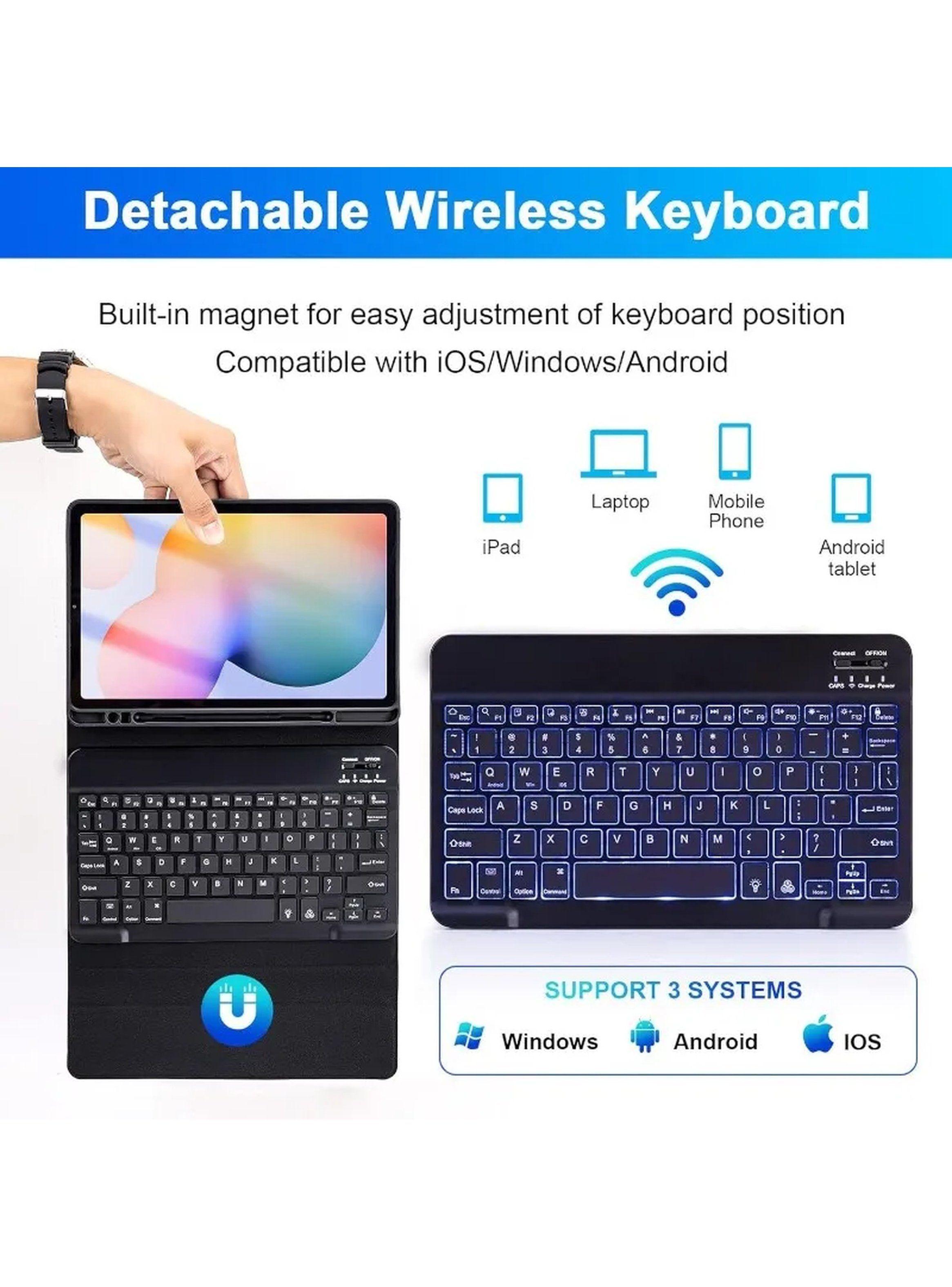 Funda con Teclado Retroiluminado para Samsung Galaxy Tab S6 Lite 10.4" Magnética Ajustable-7