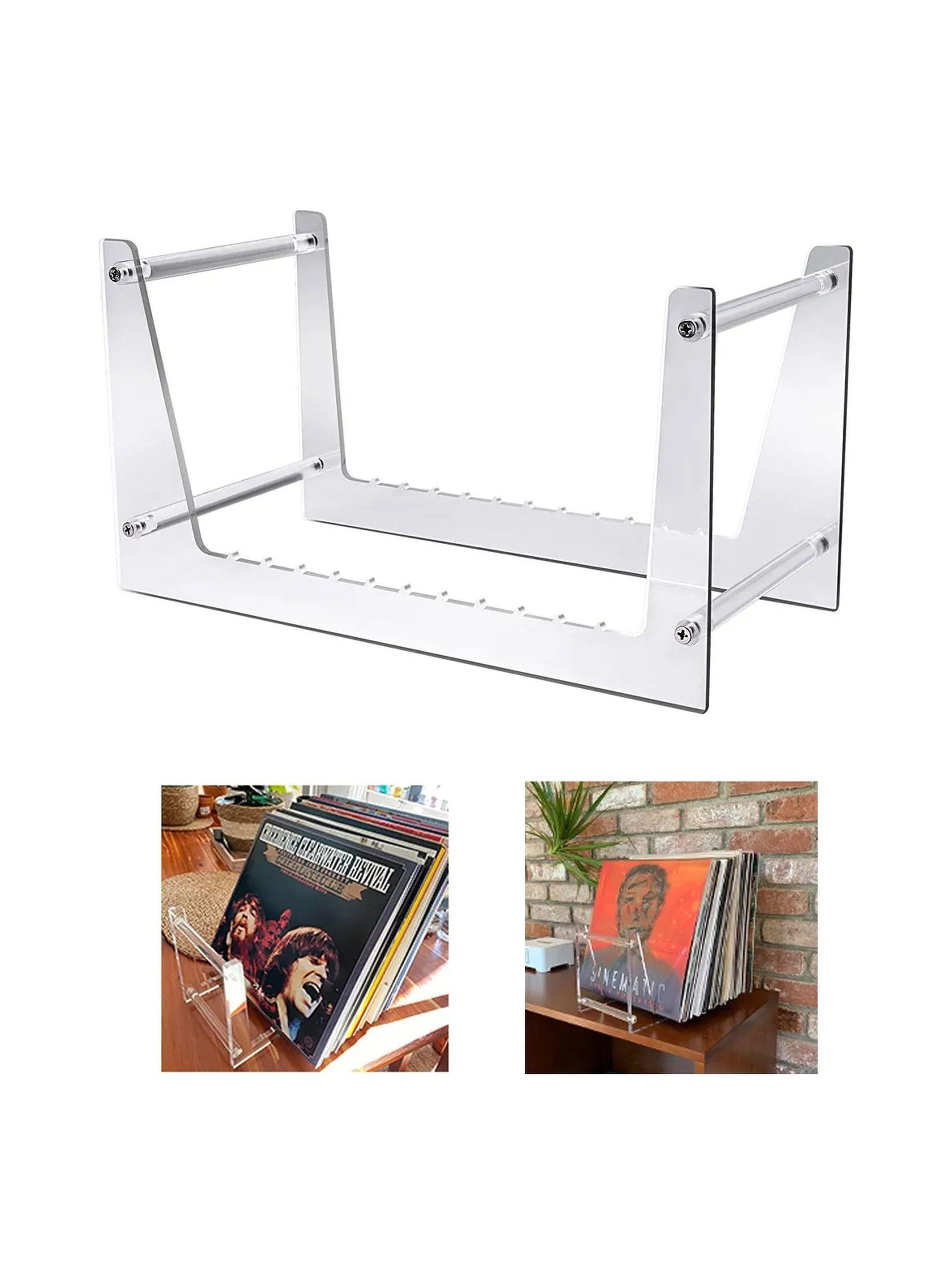 Estante de Acrílico para Discos de Vinilo Transparente Ajustable-0
