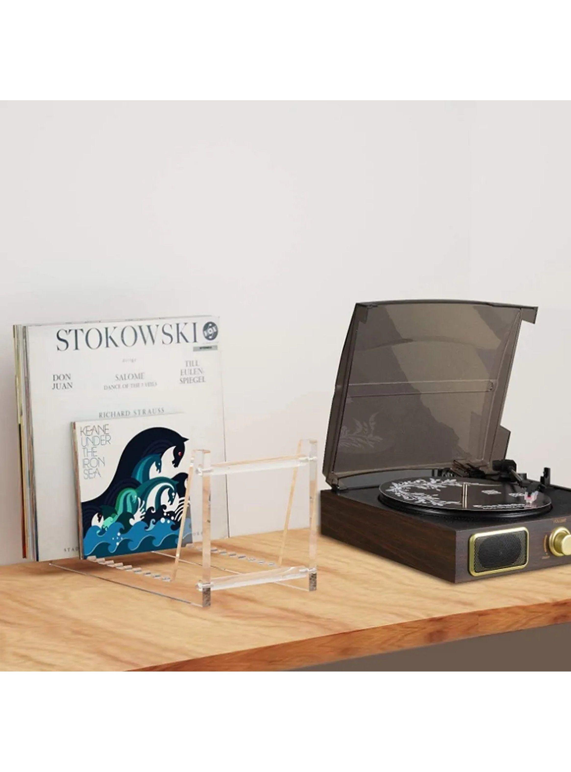 Estante de Acrílico para Discos de Vinilo Transparente Ajustable-4