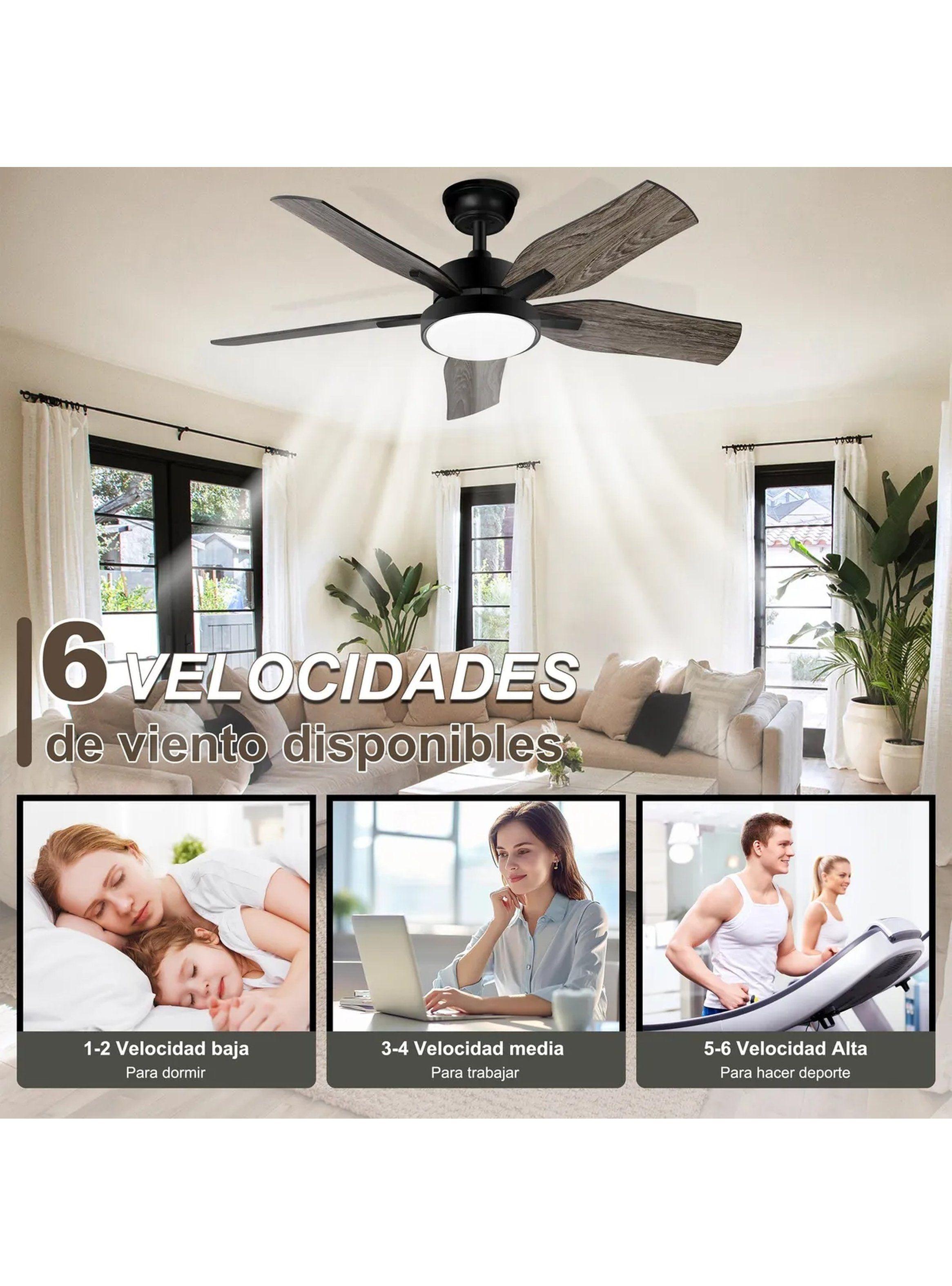 Ventilador De Techo Silencioso LED Control Remoto 6 Velocidades-2