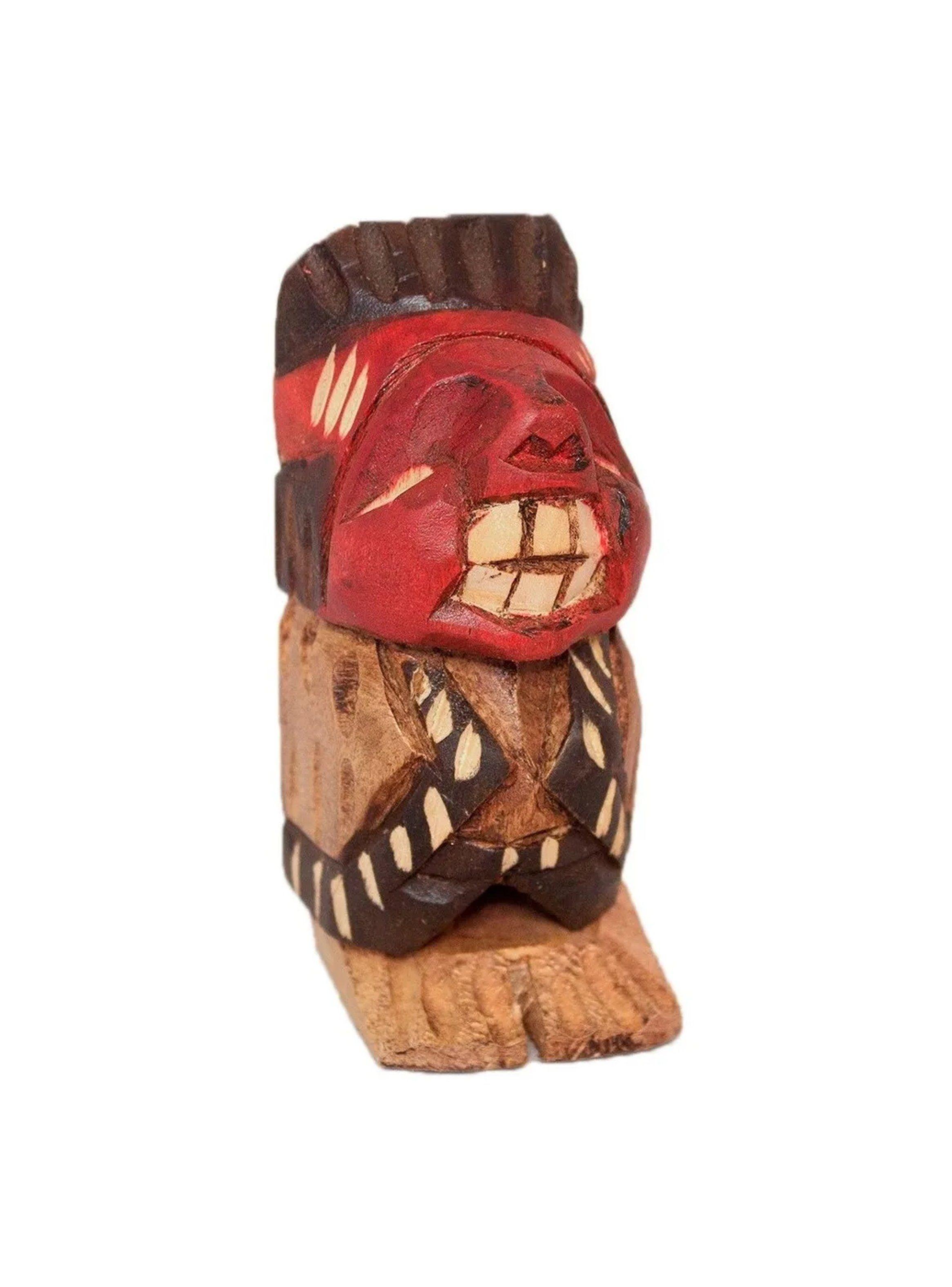 Figura Decorativa Artesanal Indio Pícaro Madera Tallada-2