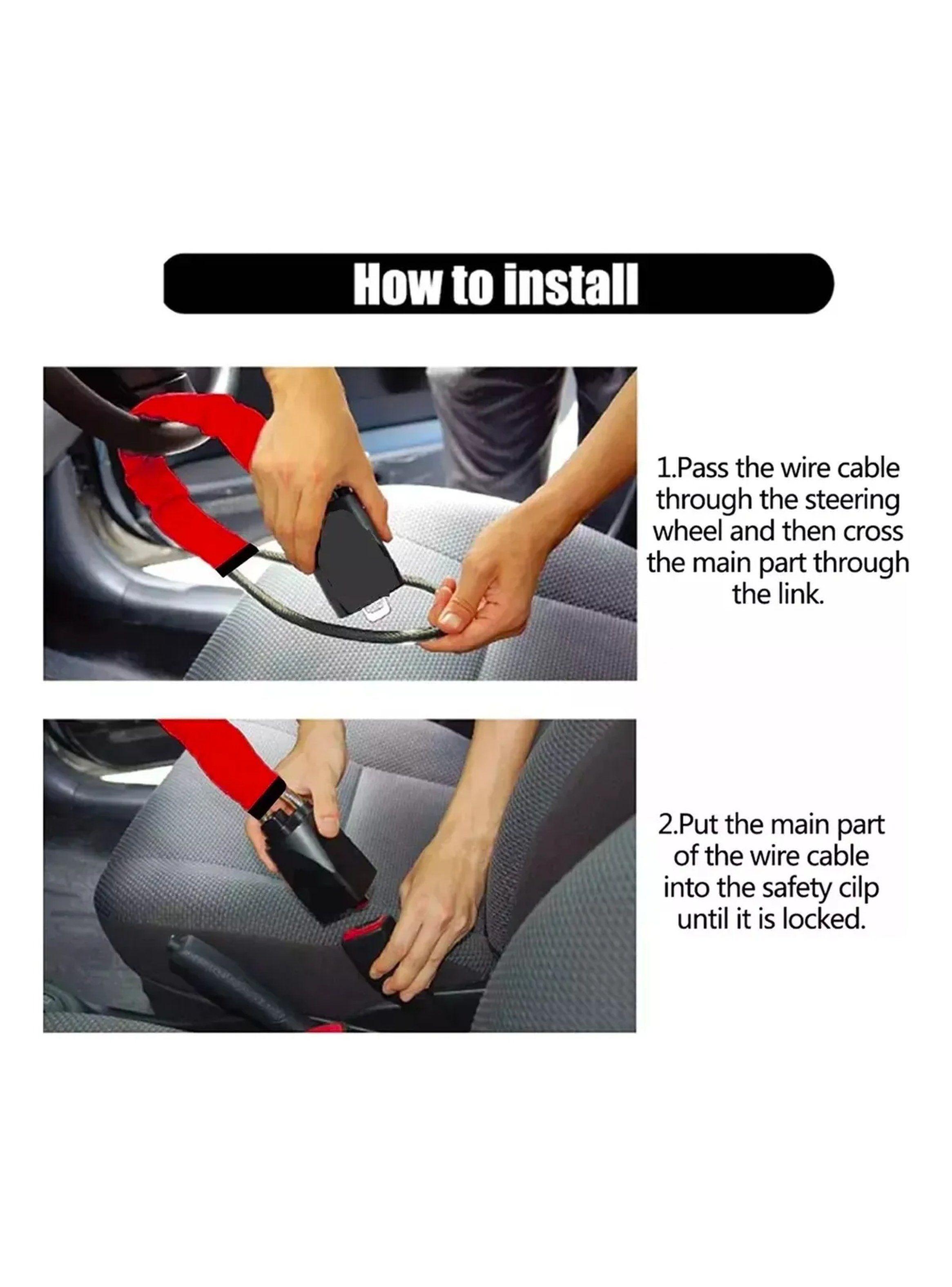 Bloqueo Antirrobo para Volante y Pedal Ajustable 65.5 cm Rojo-4