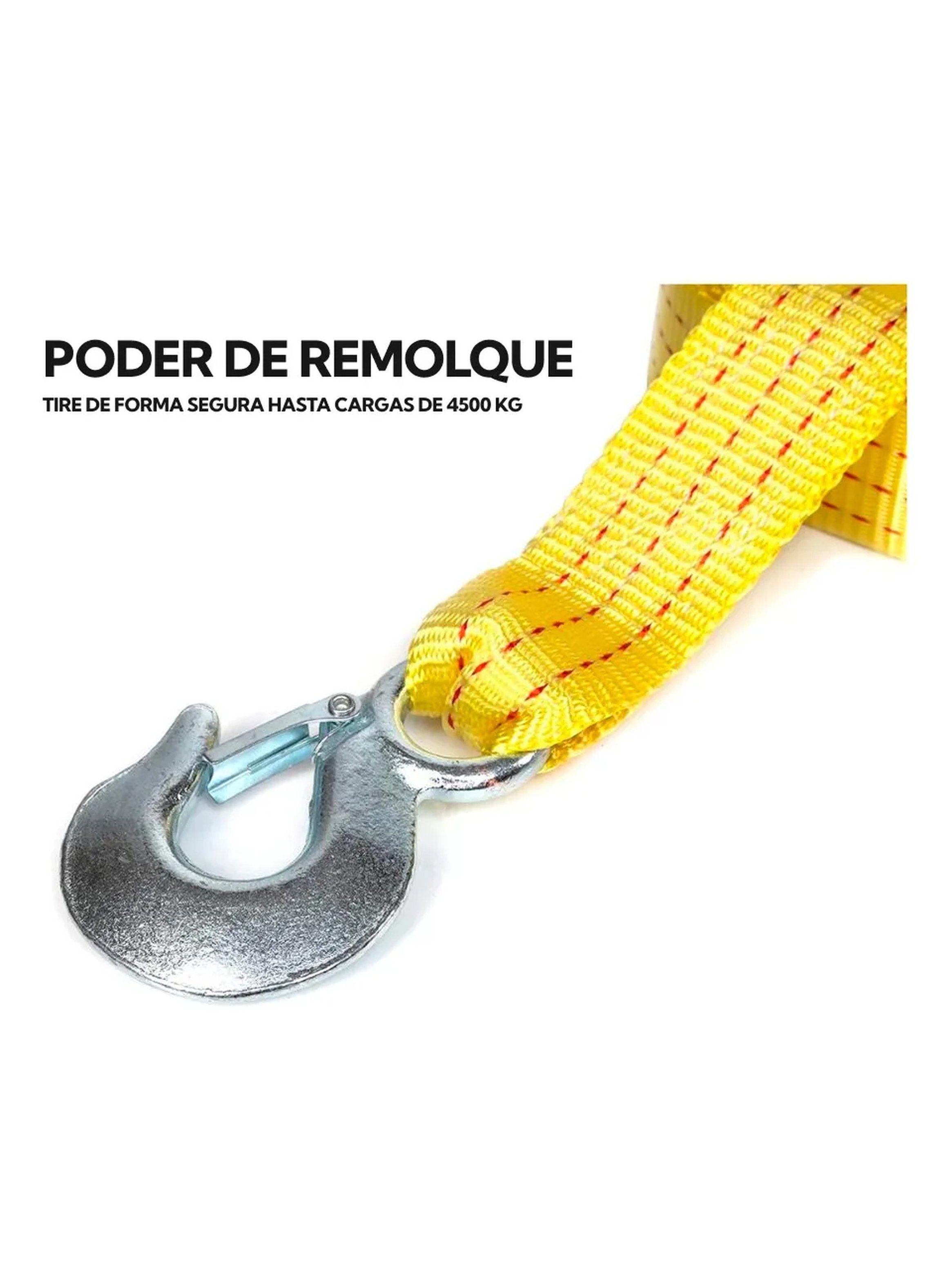 Correa de Remolque 3 Metros 4500 Kg Gancho Metálico Amarillo-1