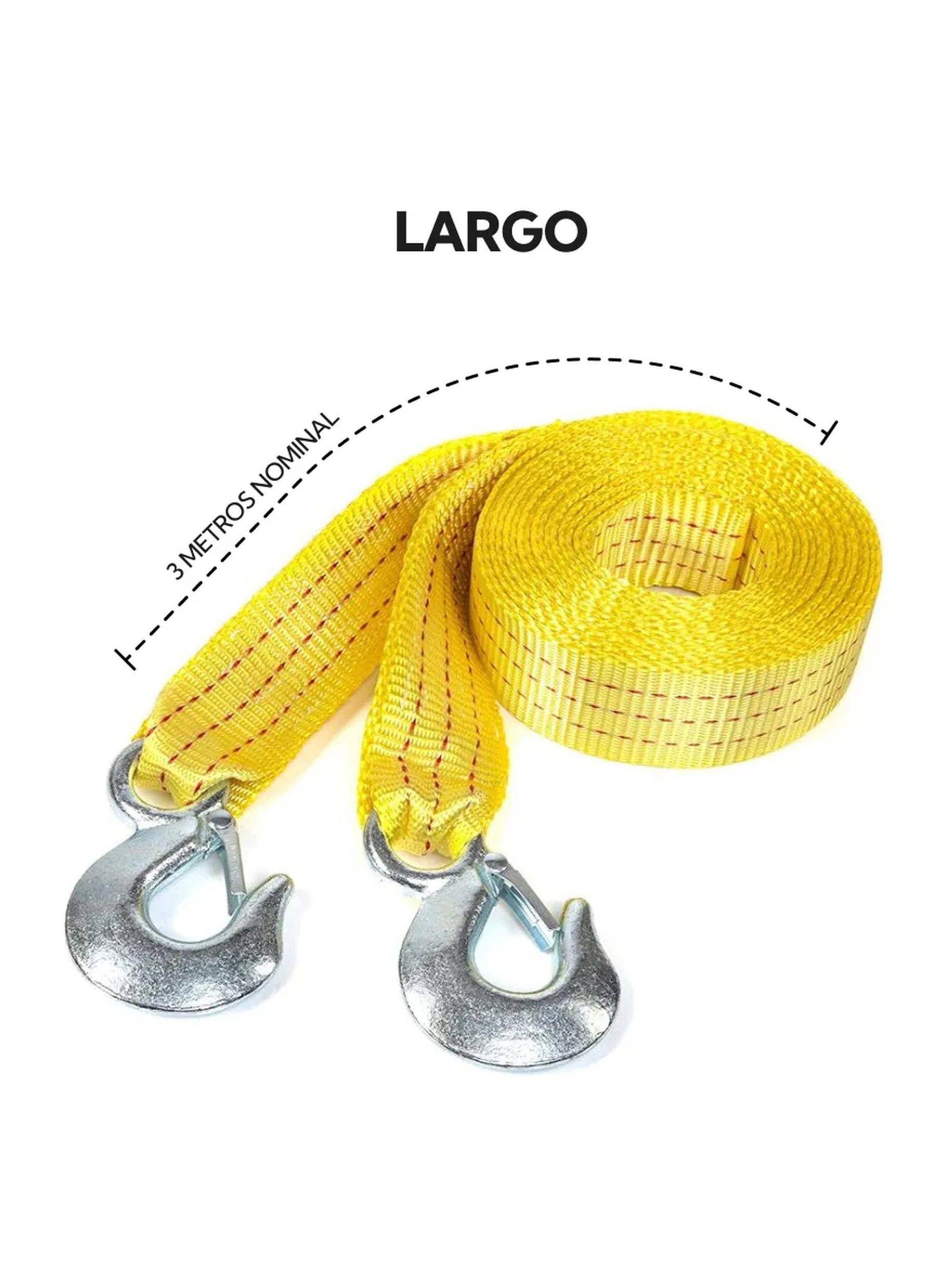 Correa de Remolque 3 Metros 4500 Kg Gancho Metálico Amarillo-2