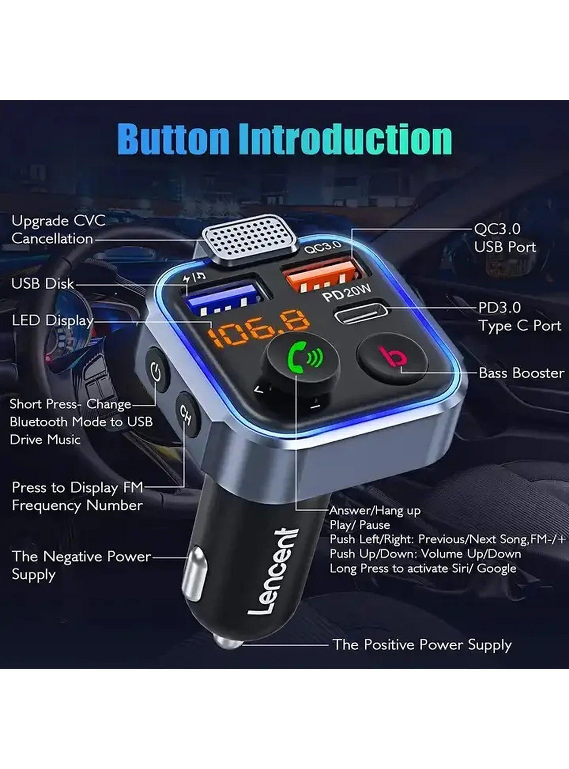 Transmisor FM Bluetooth Coche PD20W QC3.0 Micrófono Manos Libres-3