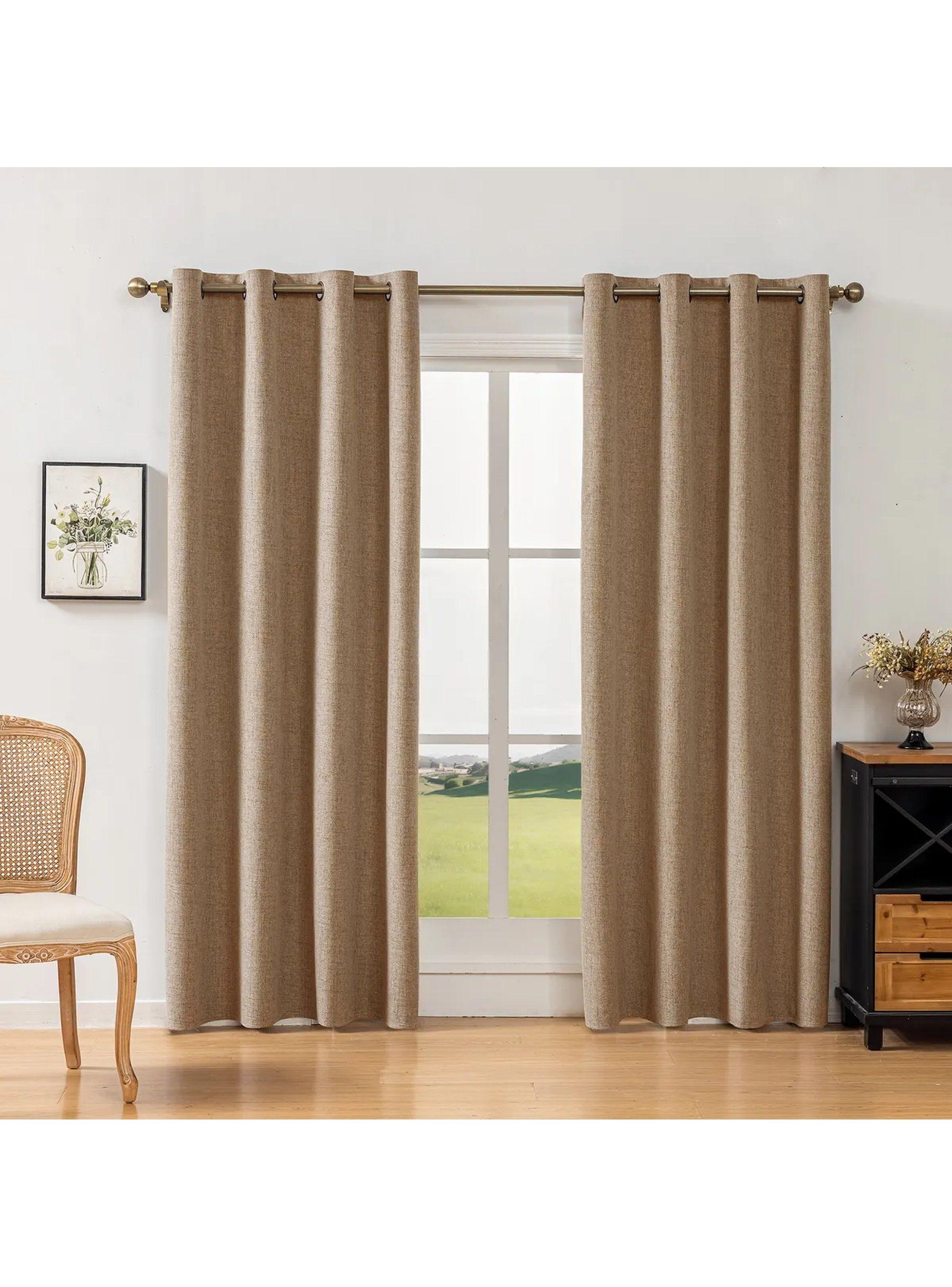 Cortinas Opacas Térmicas Tela Beige Anti-Luz-1