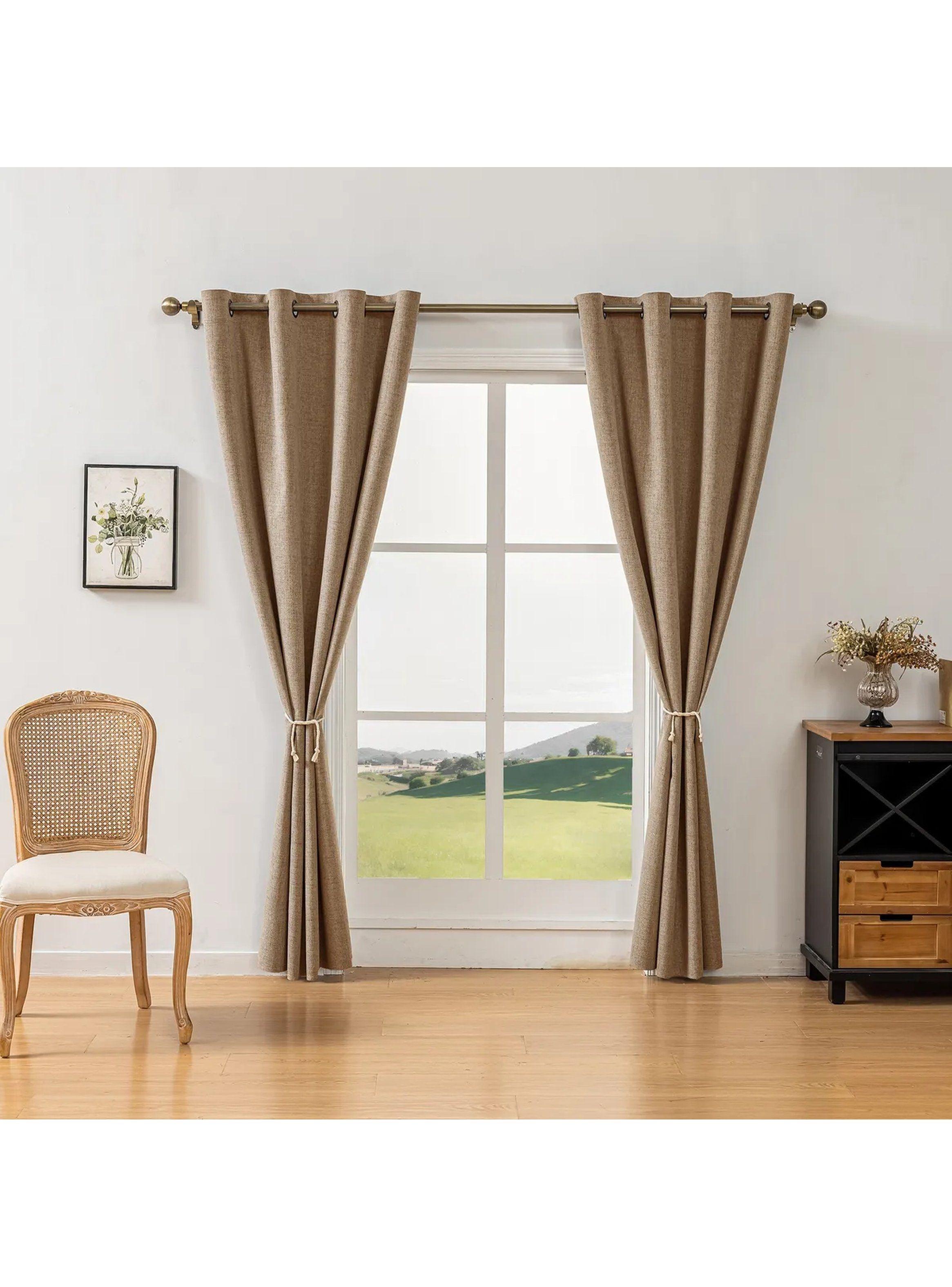 Cortinas Opacas Térmicas Tela Beige Anti-Luz-2