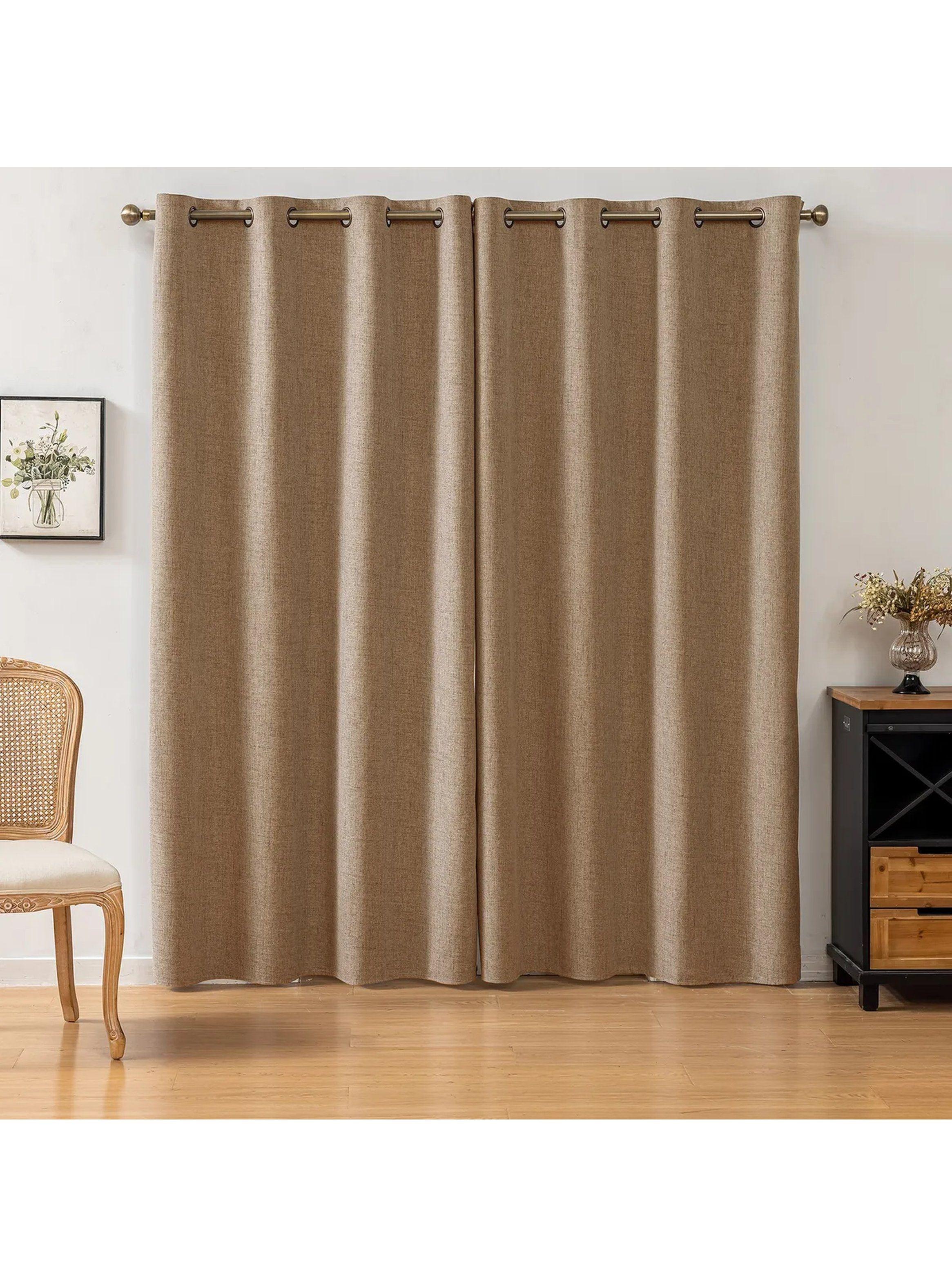 Cortinas Opacas Térmicas Tela Beige Anti-Luz-4