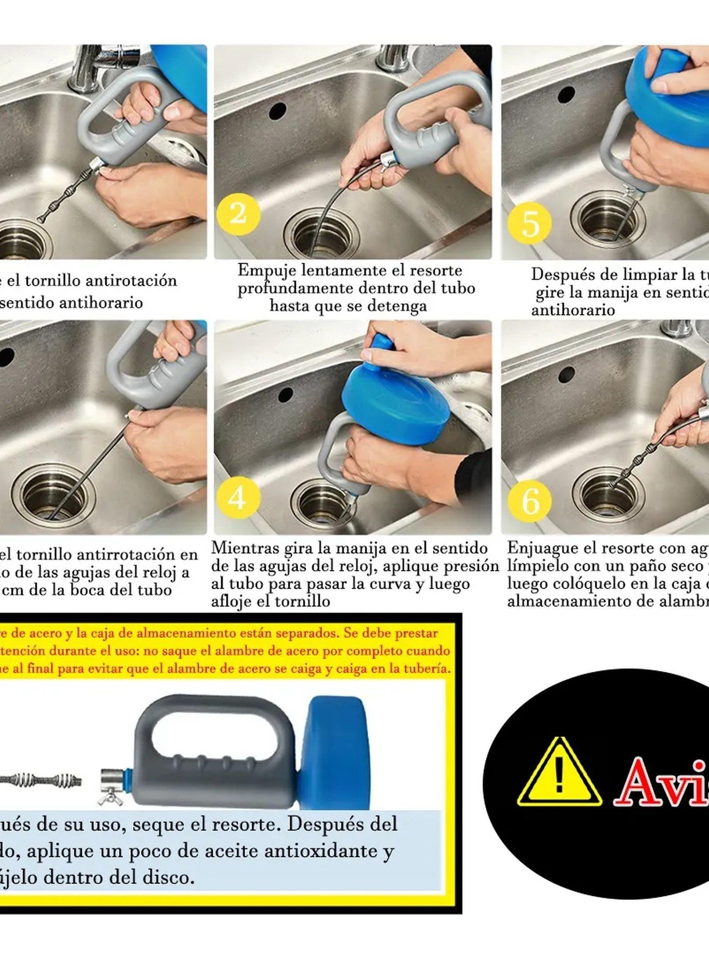 Limpiador de Tuberías Manual 10 Metros Antibloqueo-5