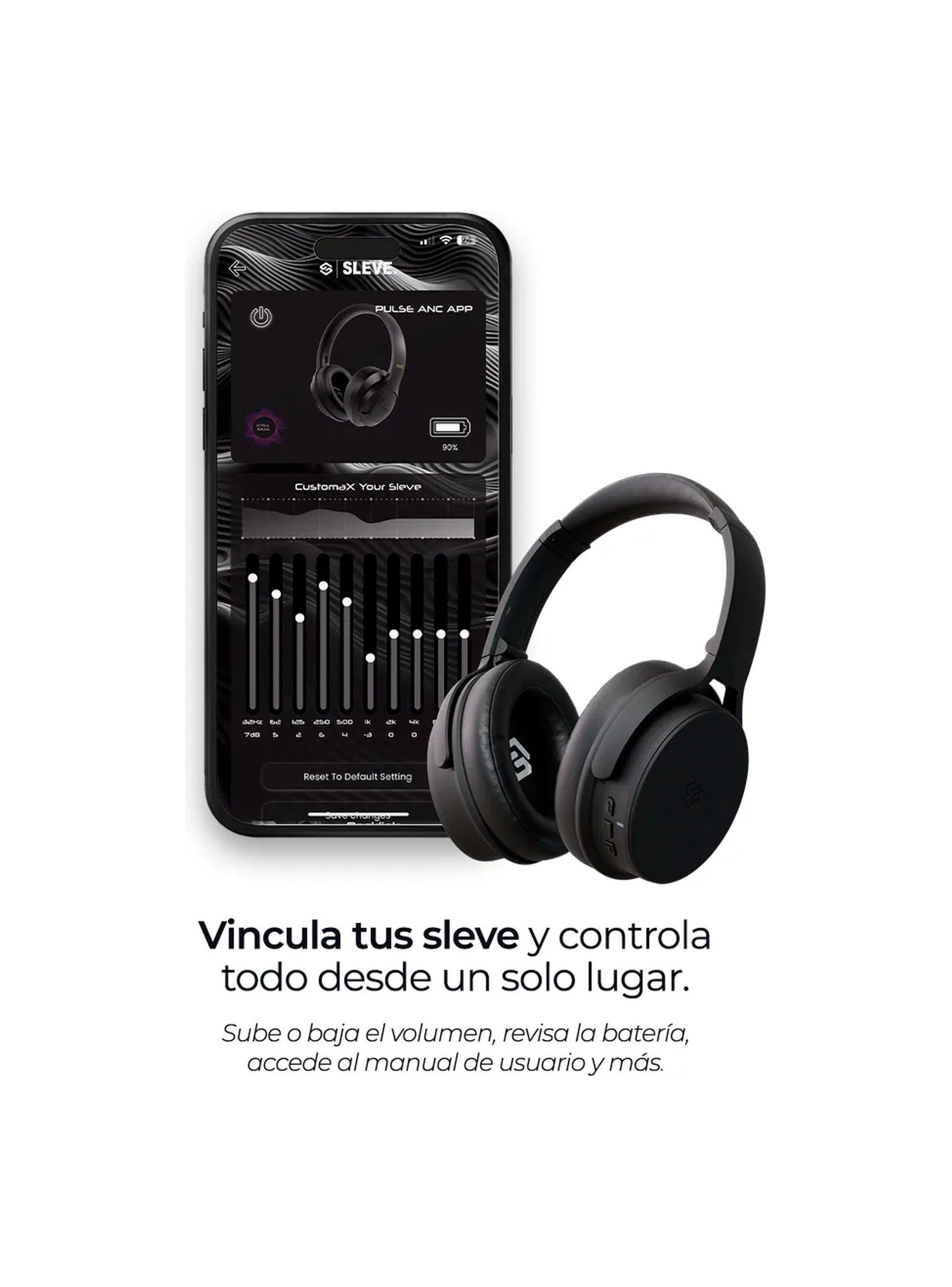 Audífonos Bluetooth de Cancelación de Ruido Personalizable Negro -2