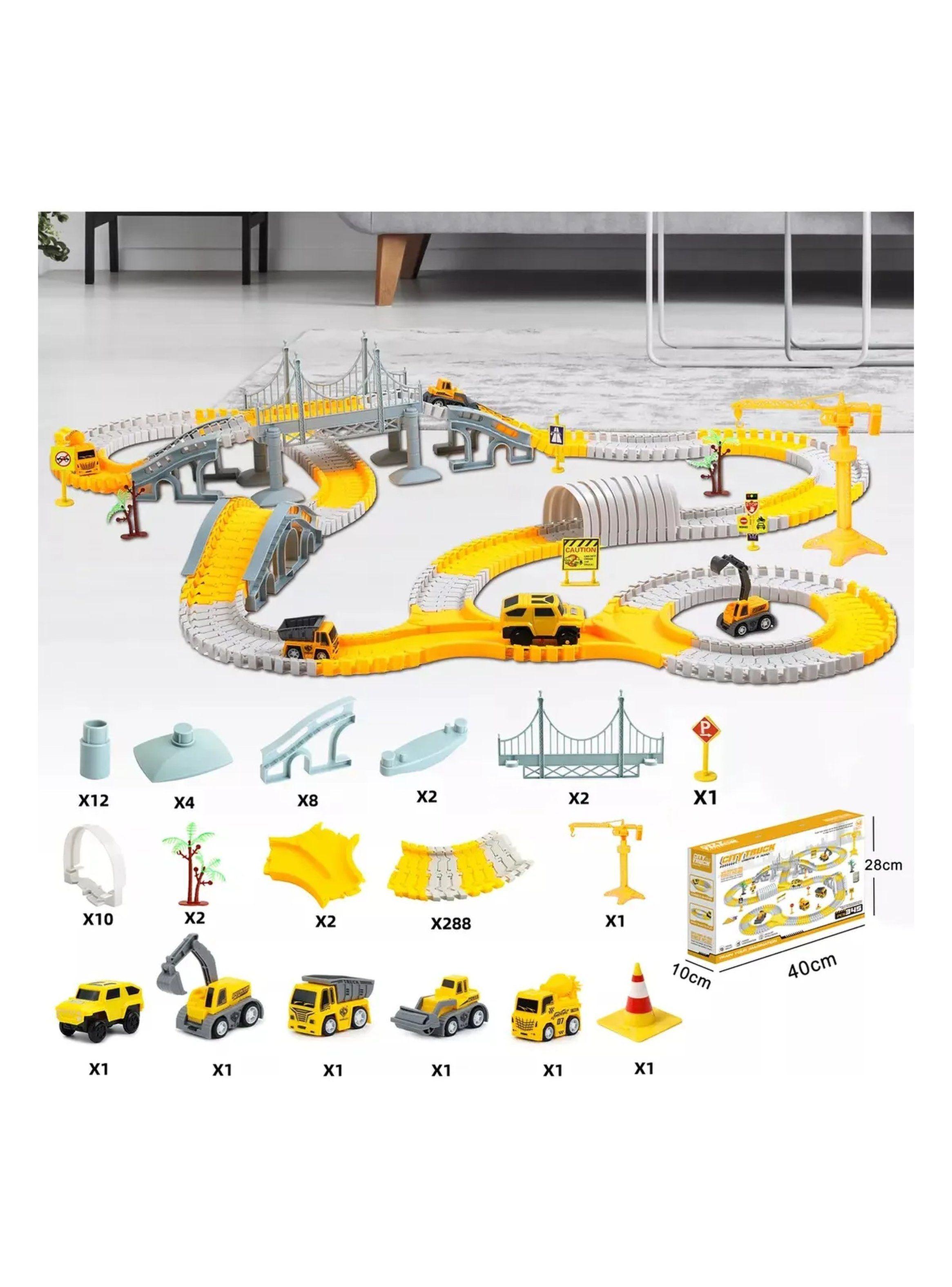 Set De Construcción Pista De Autos Flexible Con Grúa Y Vehículos-1